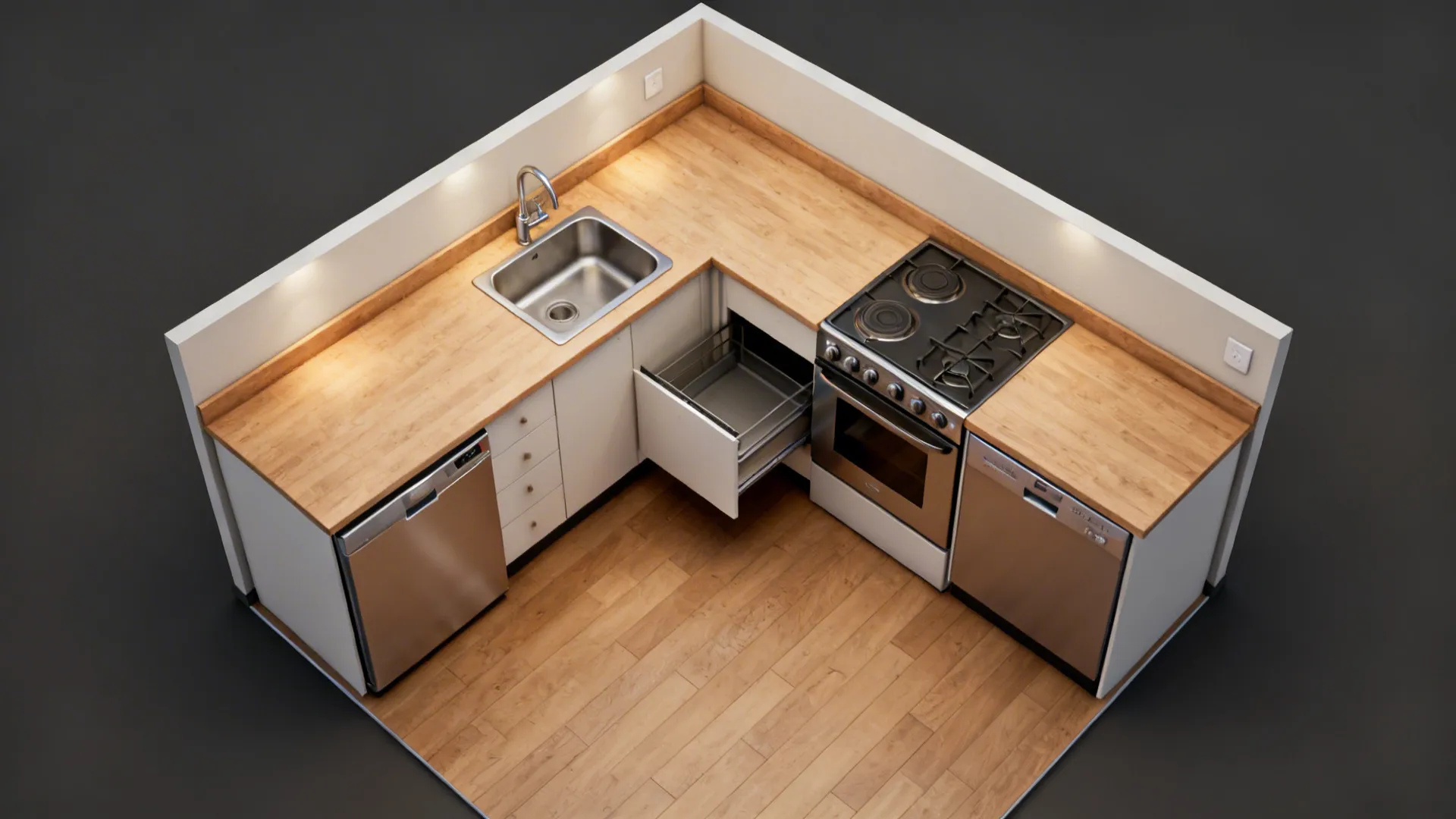 L-Shaped Layout to Maximize Counter Space