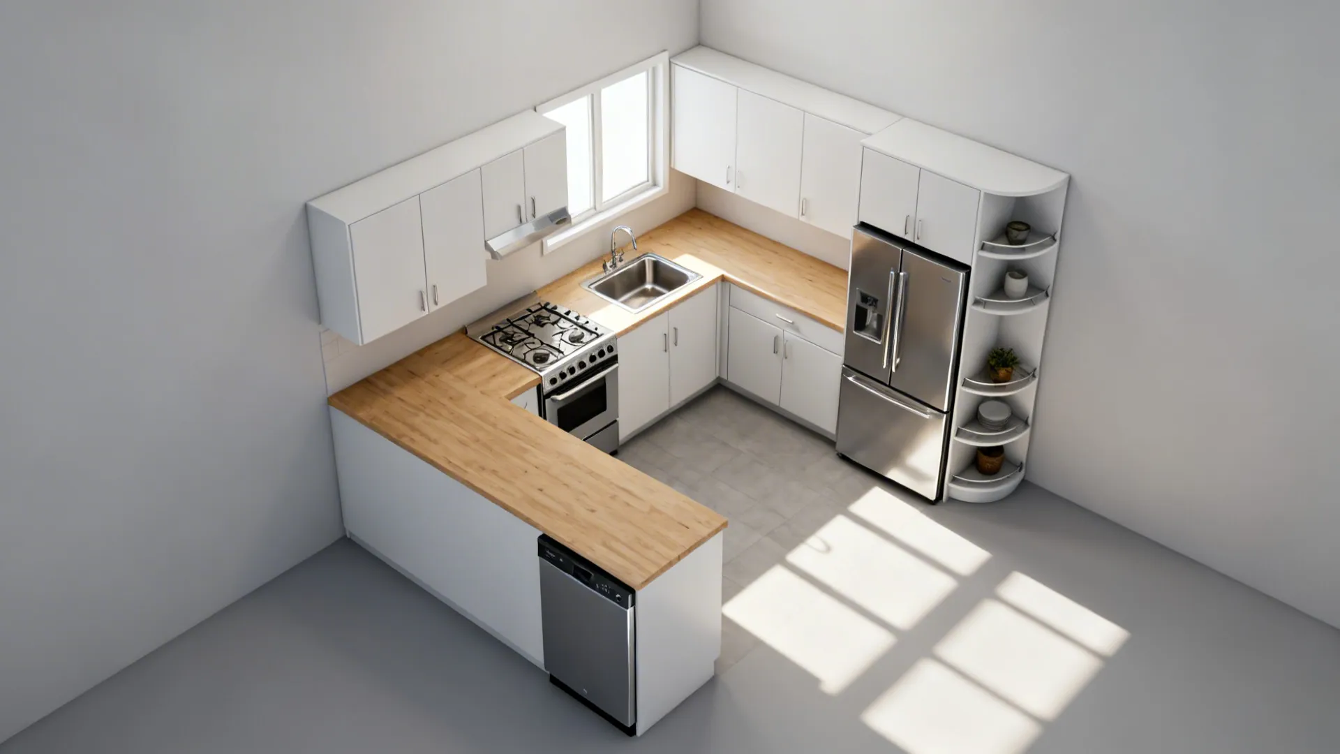 Compact L-Shaped Layout to Maximize Serving Surface