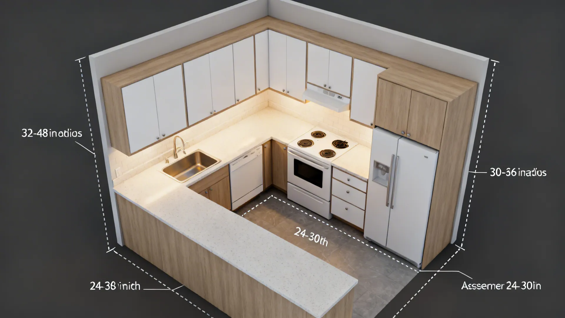 Compact L-shaped layout for prep-friendly counters
