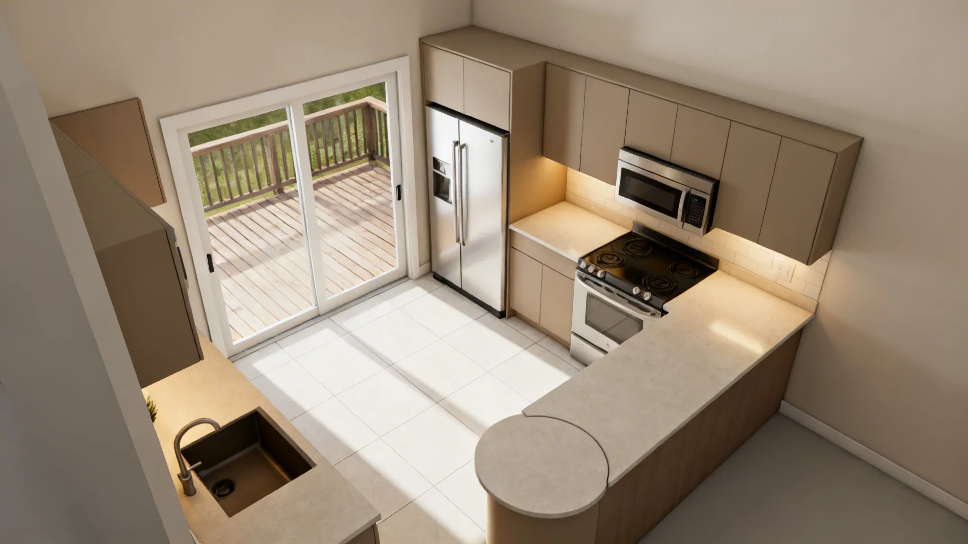 L-shaped layout that opens to the outdoors