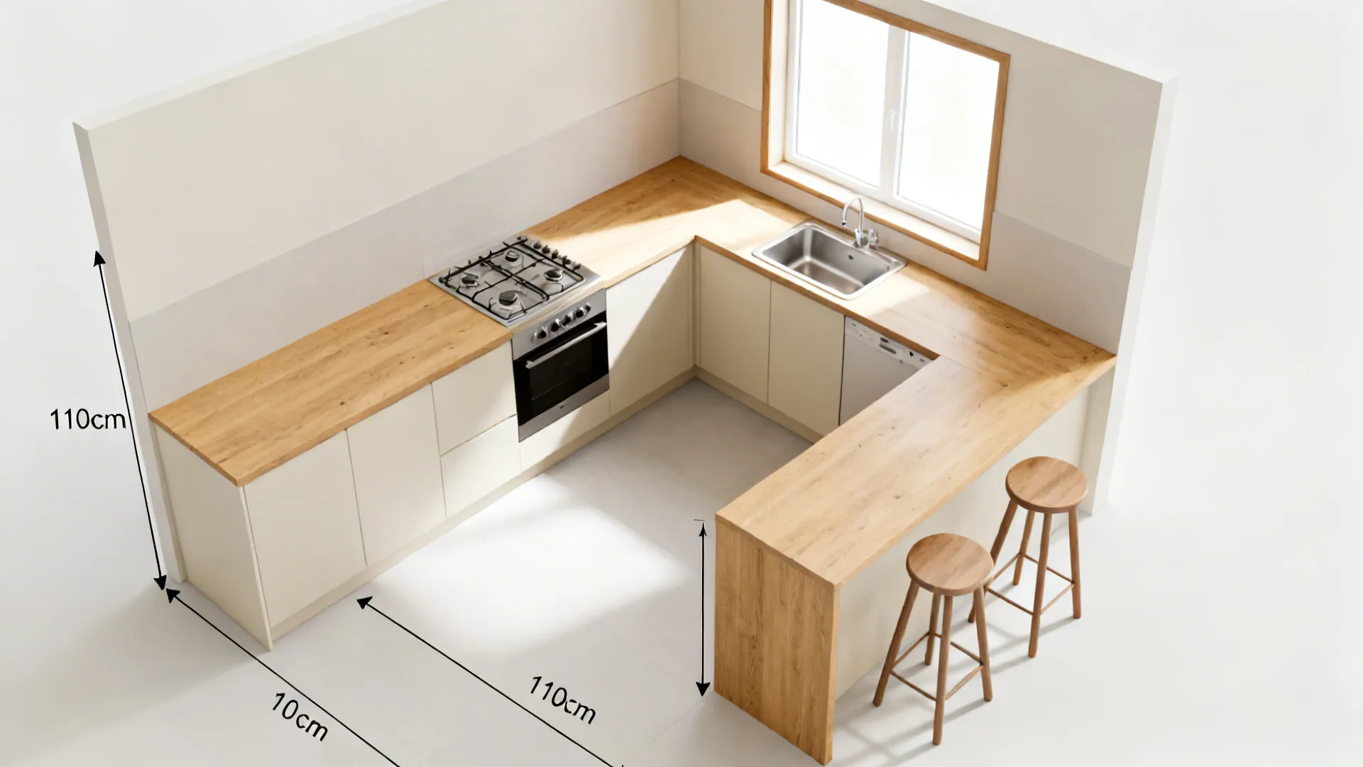 L-shaped layout to unlock counter runs