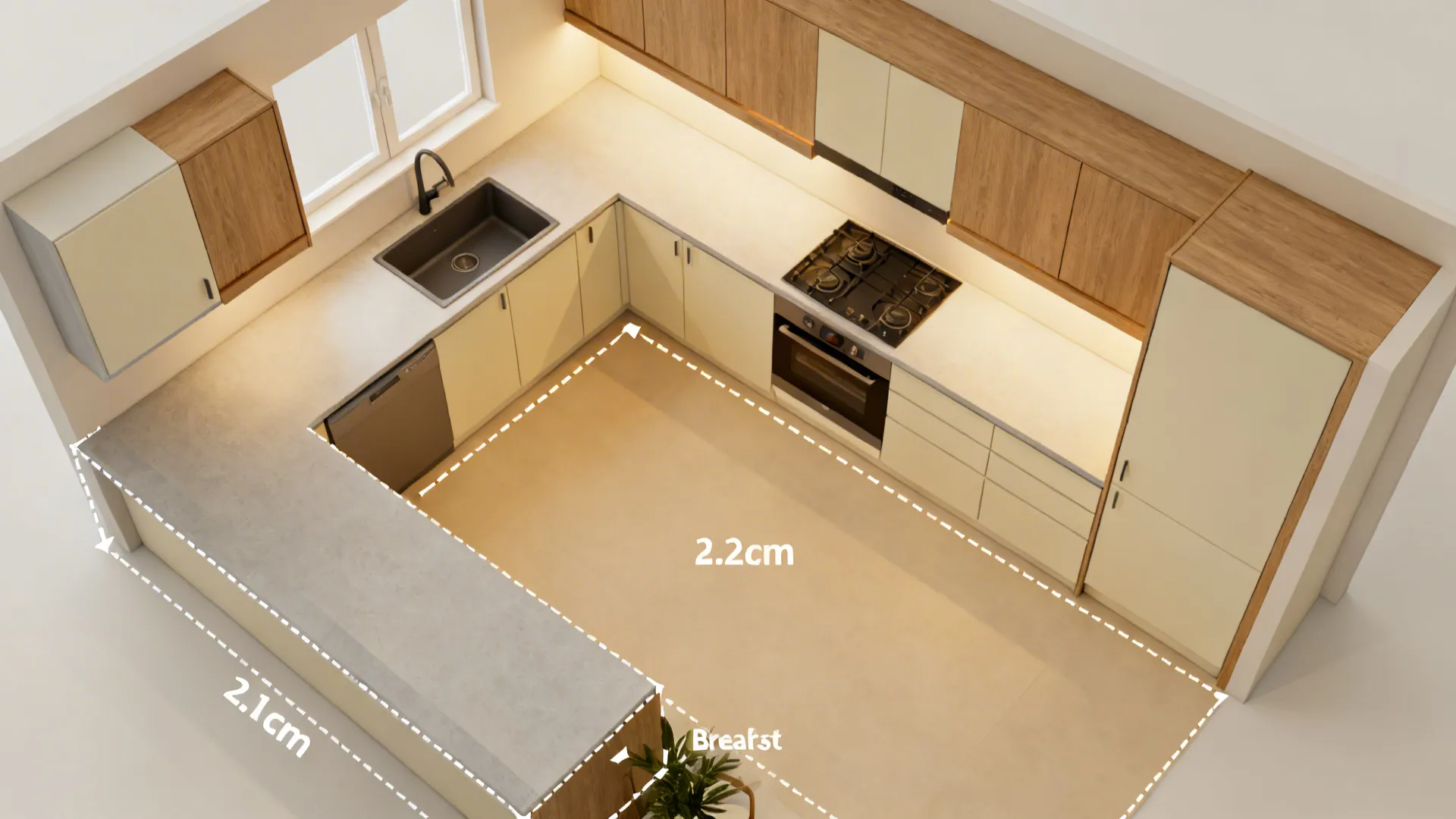 L-shaped layout to unlock more counter space