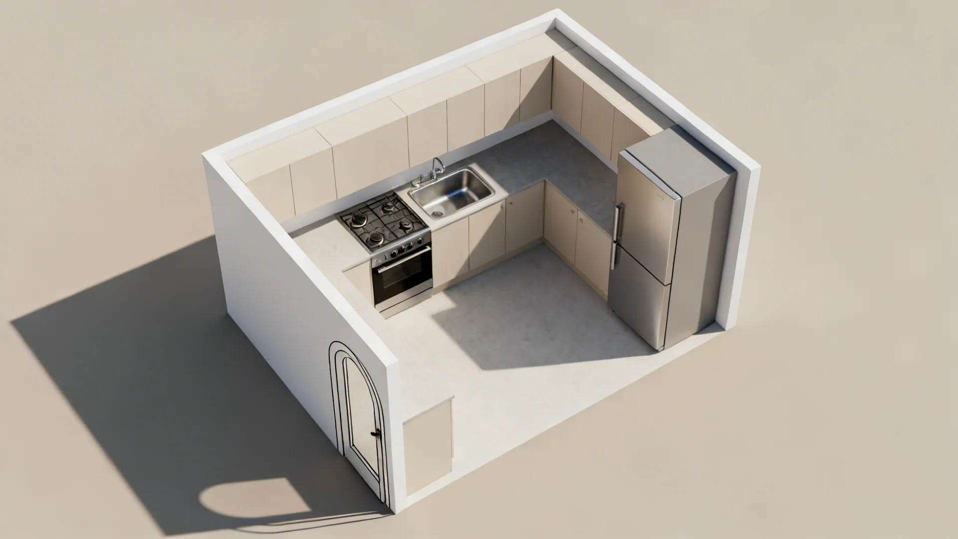 Compact L-Shape with Work Triangle Discipline