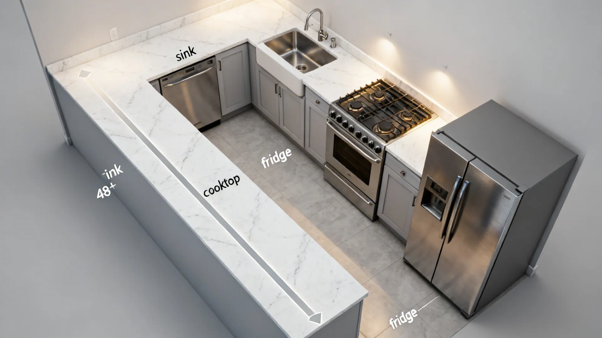 L-shaped layouts to unlock counter space