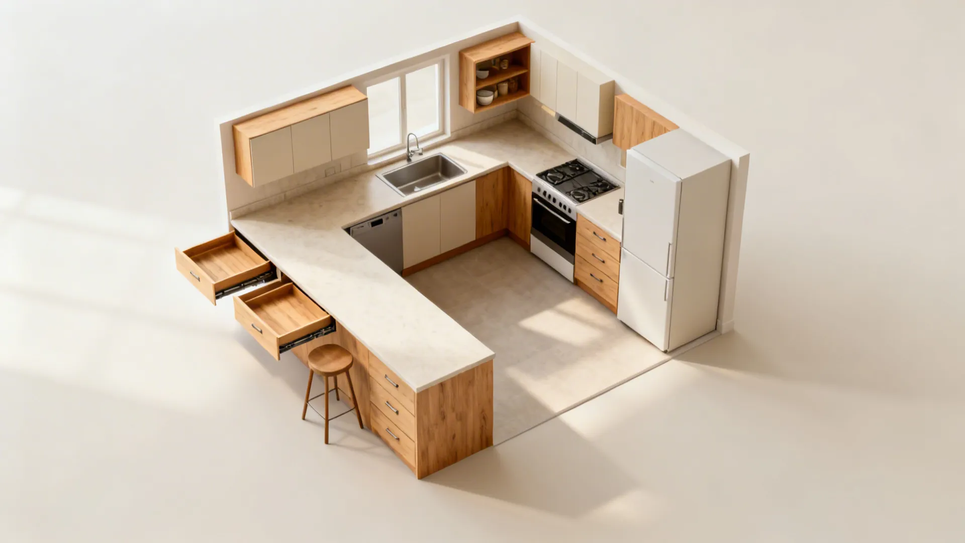 L-Shaped Layout to Free Counter Space