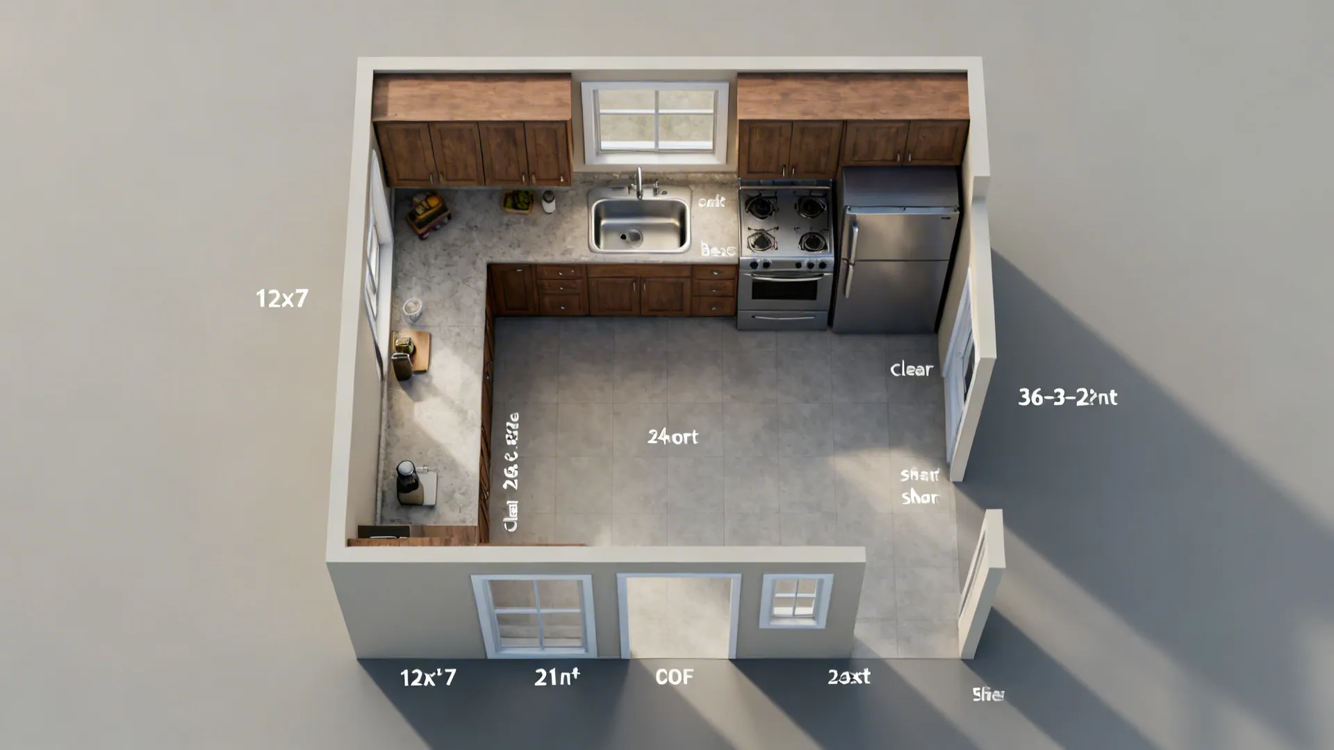 L-shaped layout that respects the 12×7 footprint