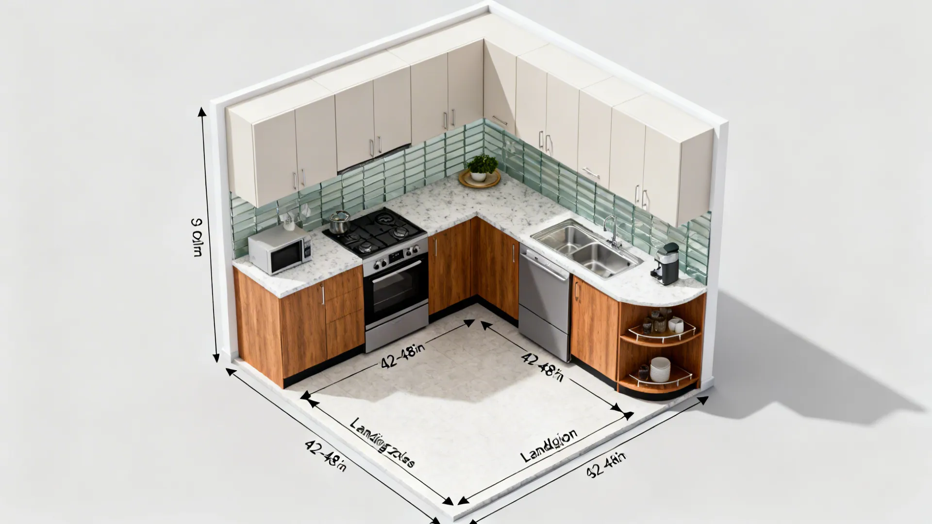 L-shaped small kitchens that keep traffic flowing