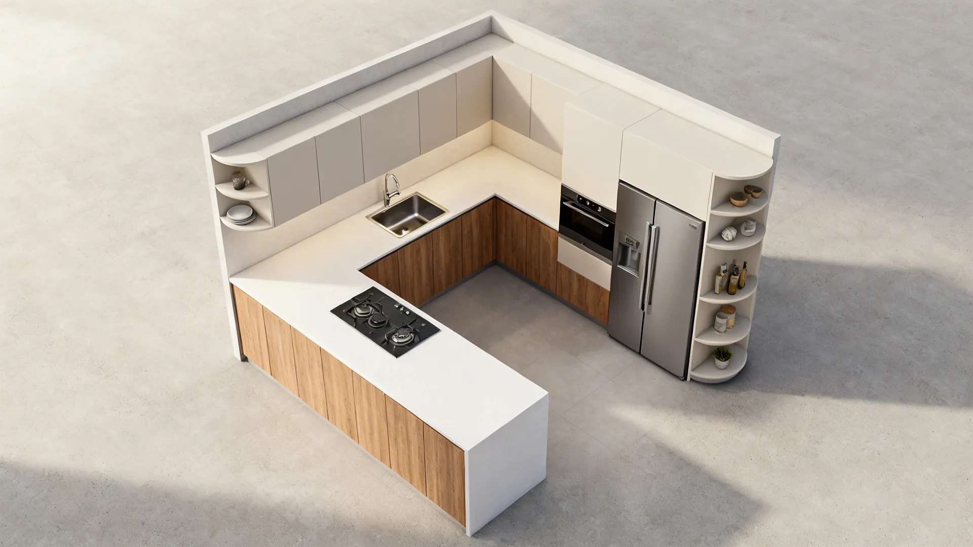 3) L-shaped layouts for efficient workflow