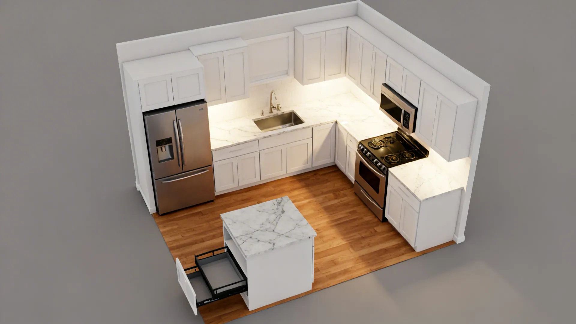 L-Shaped Layout that Frees More Counter Space