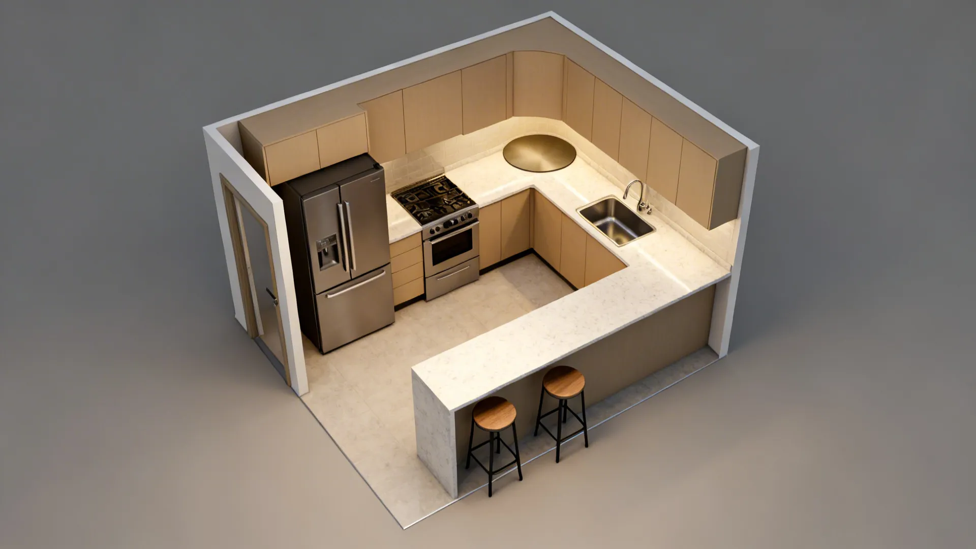 L-shaped compact layouts that prioritize movement