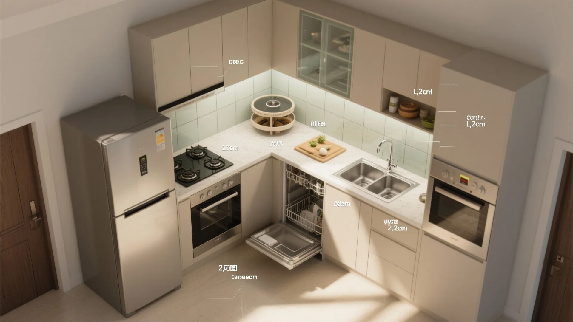 L-Shaped Layout That Frees Counter Space