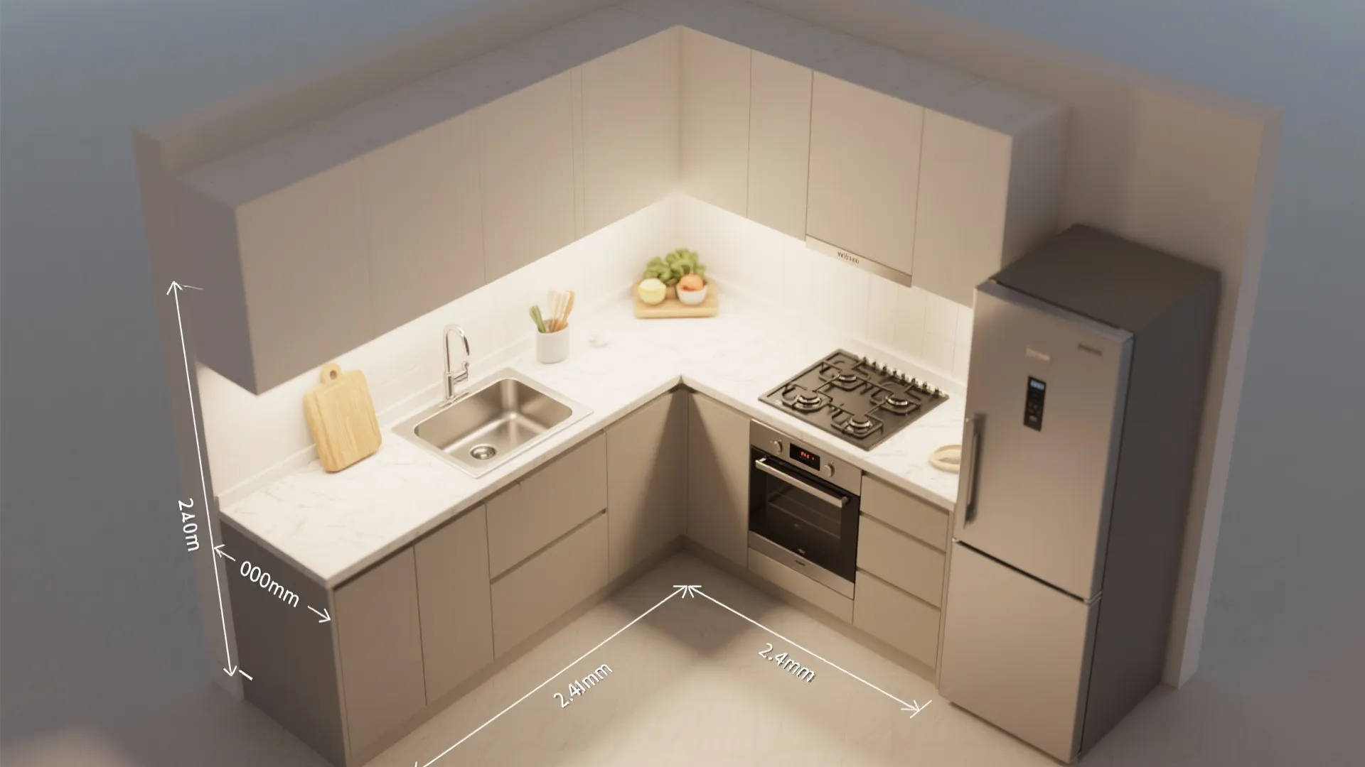 L-Shaped Layout to Maximize Counter Space