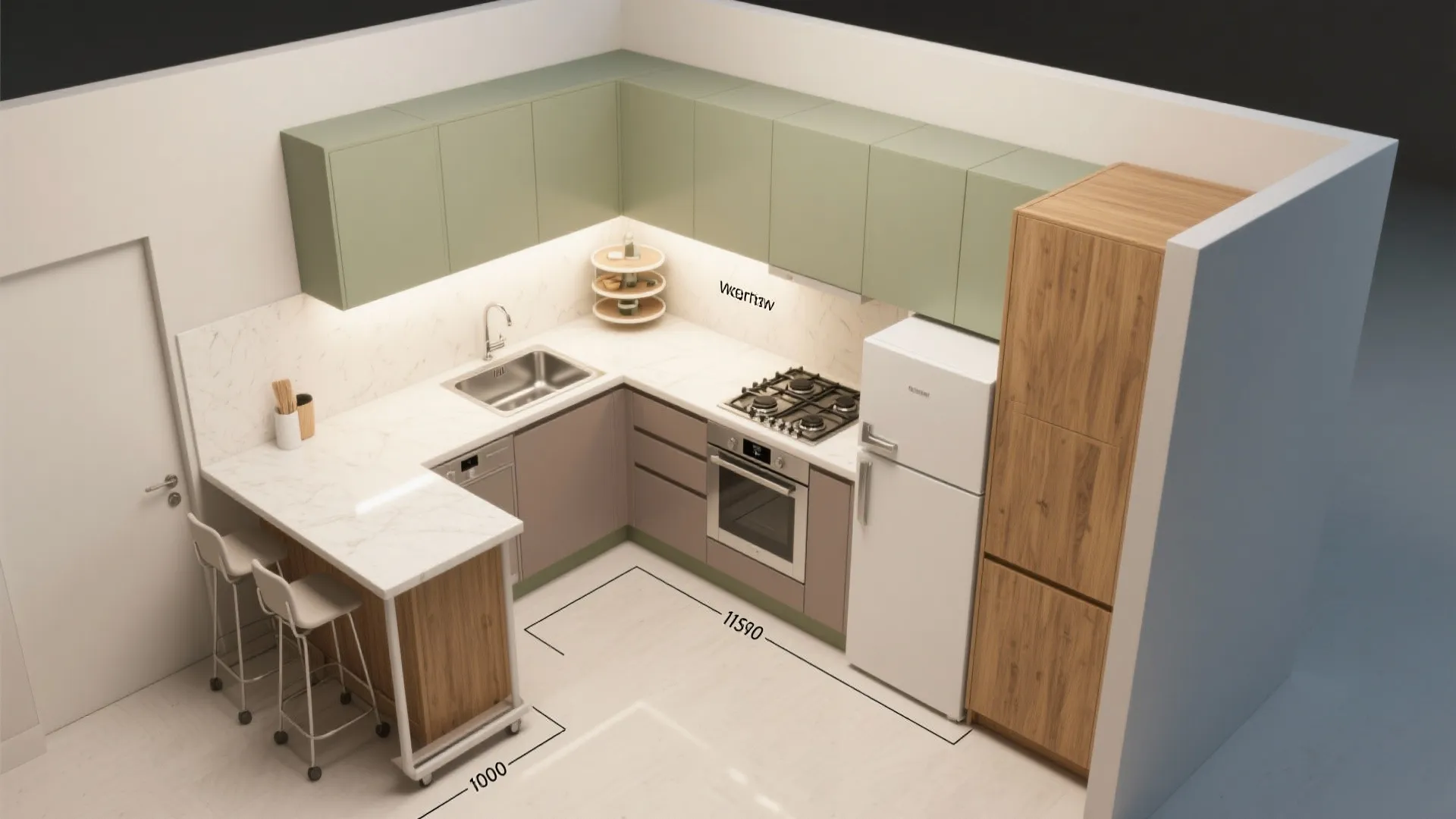 L-Shaped Kitchen That Frees Counter Space