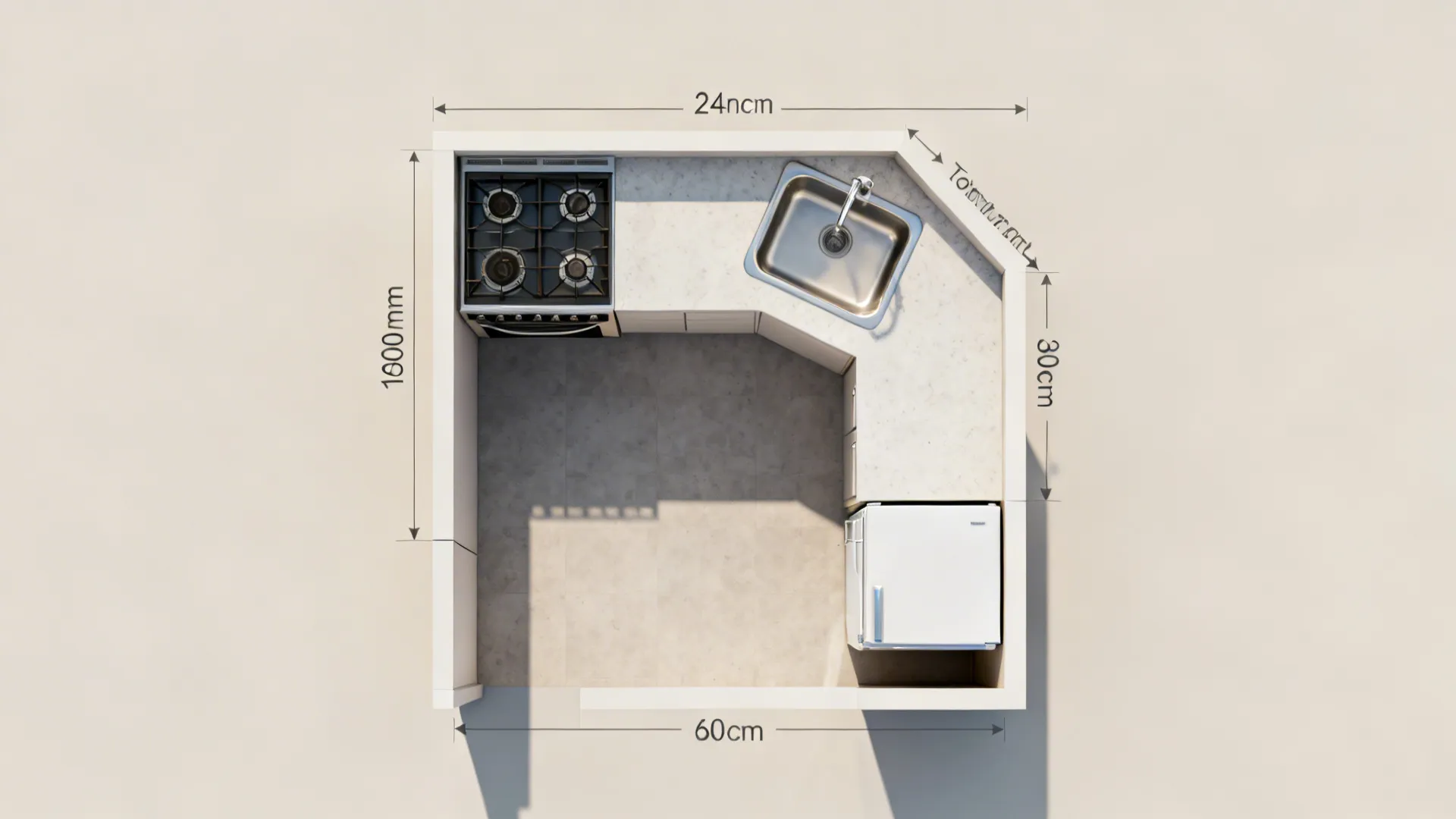 3) Compact L-shape: maximize counters with fewer cabinets