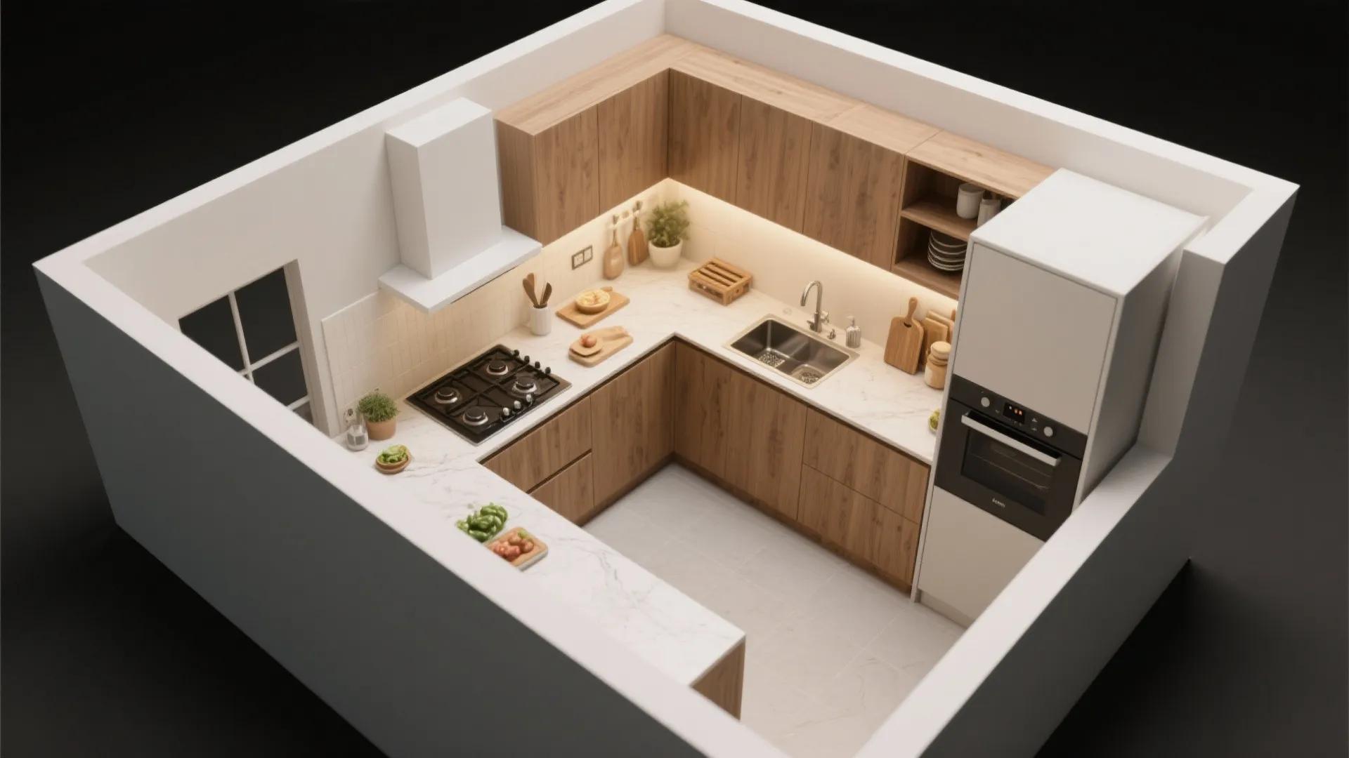 L-Shape that Frees Counter Space