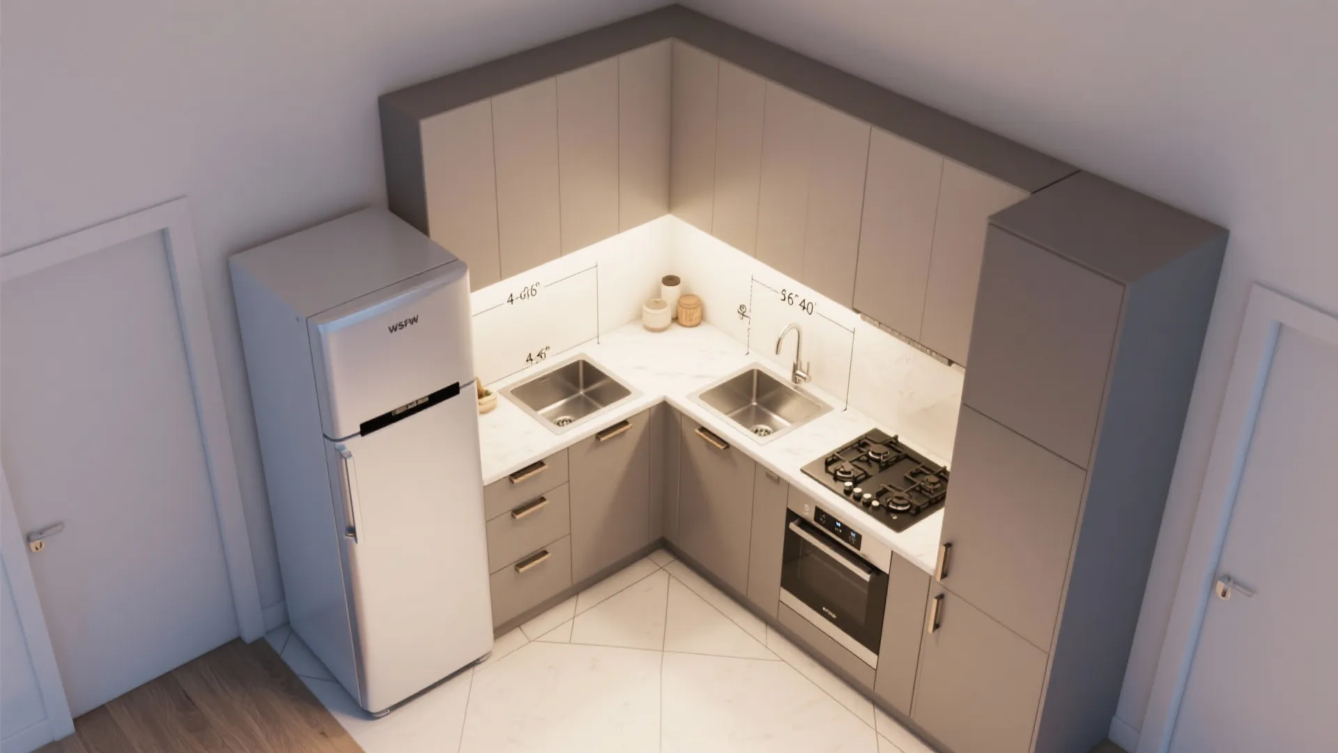 Compact L-Shaped Layout with Working Triangle