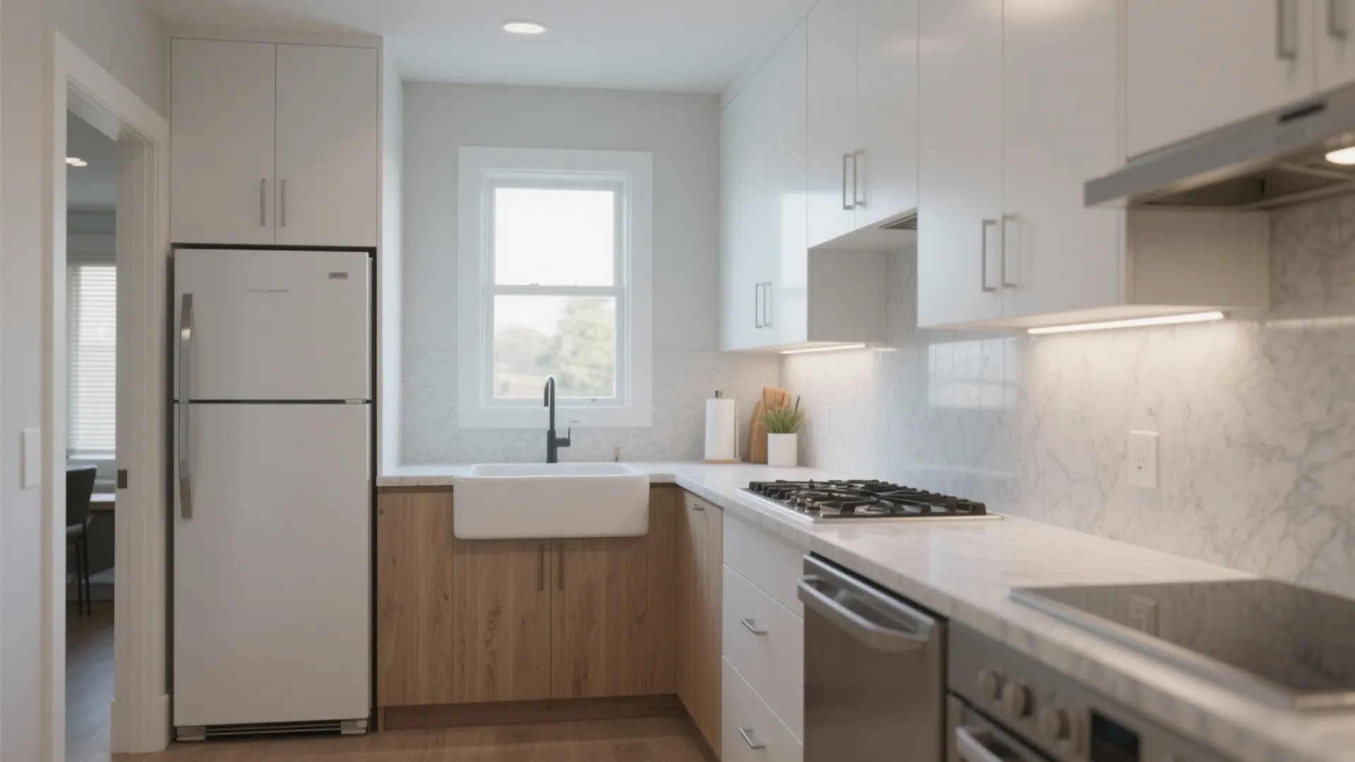 L-shaped small kitchen layout