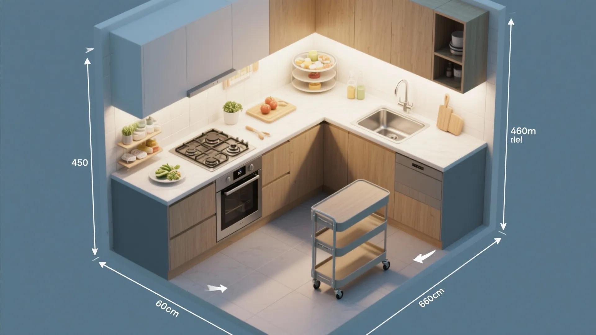 L-Shaped Layout to Free Up Counter Space