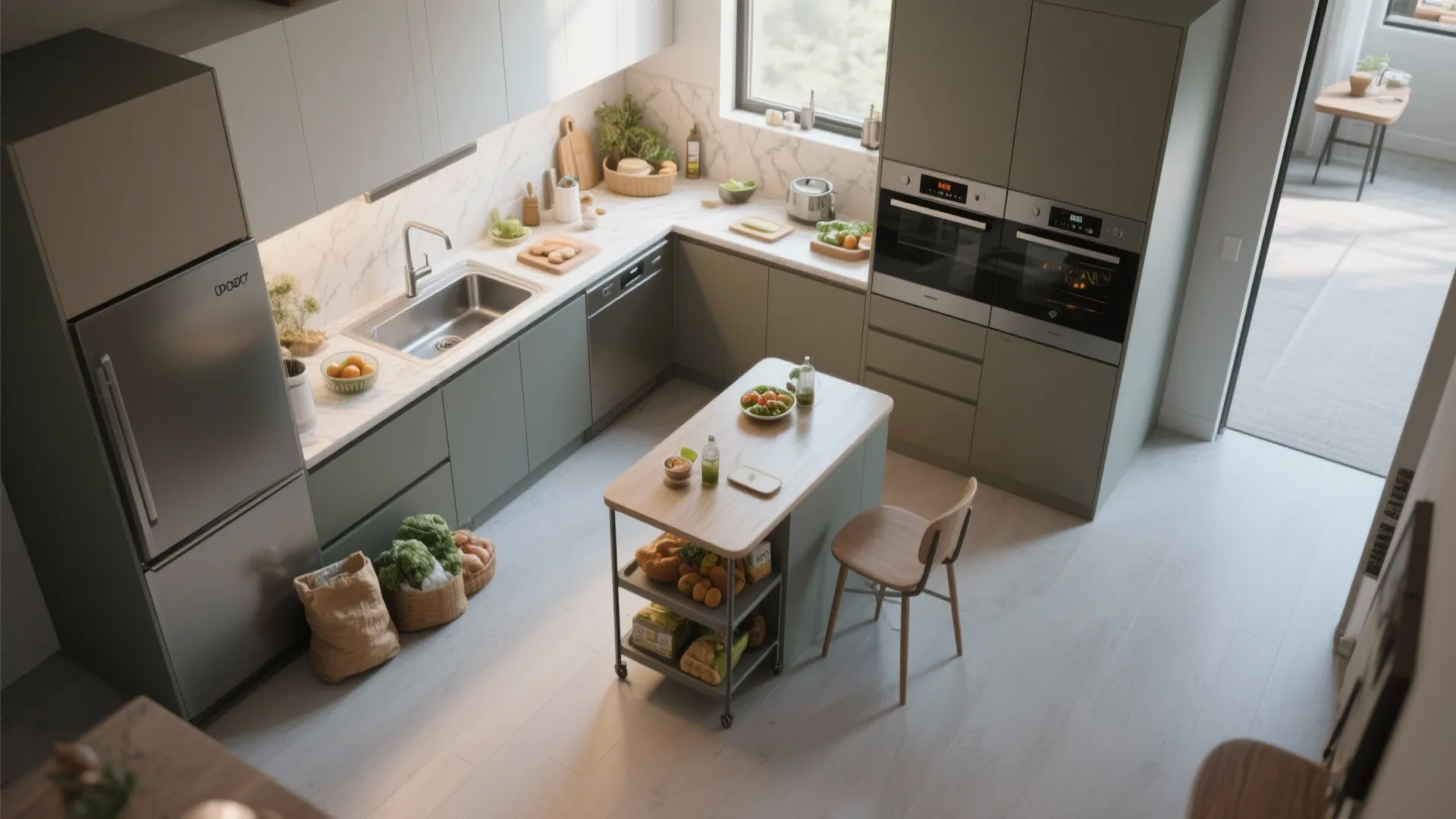 L-Shaped Layout That Frees Counter Space