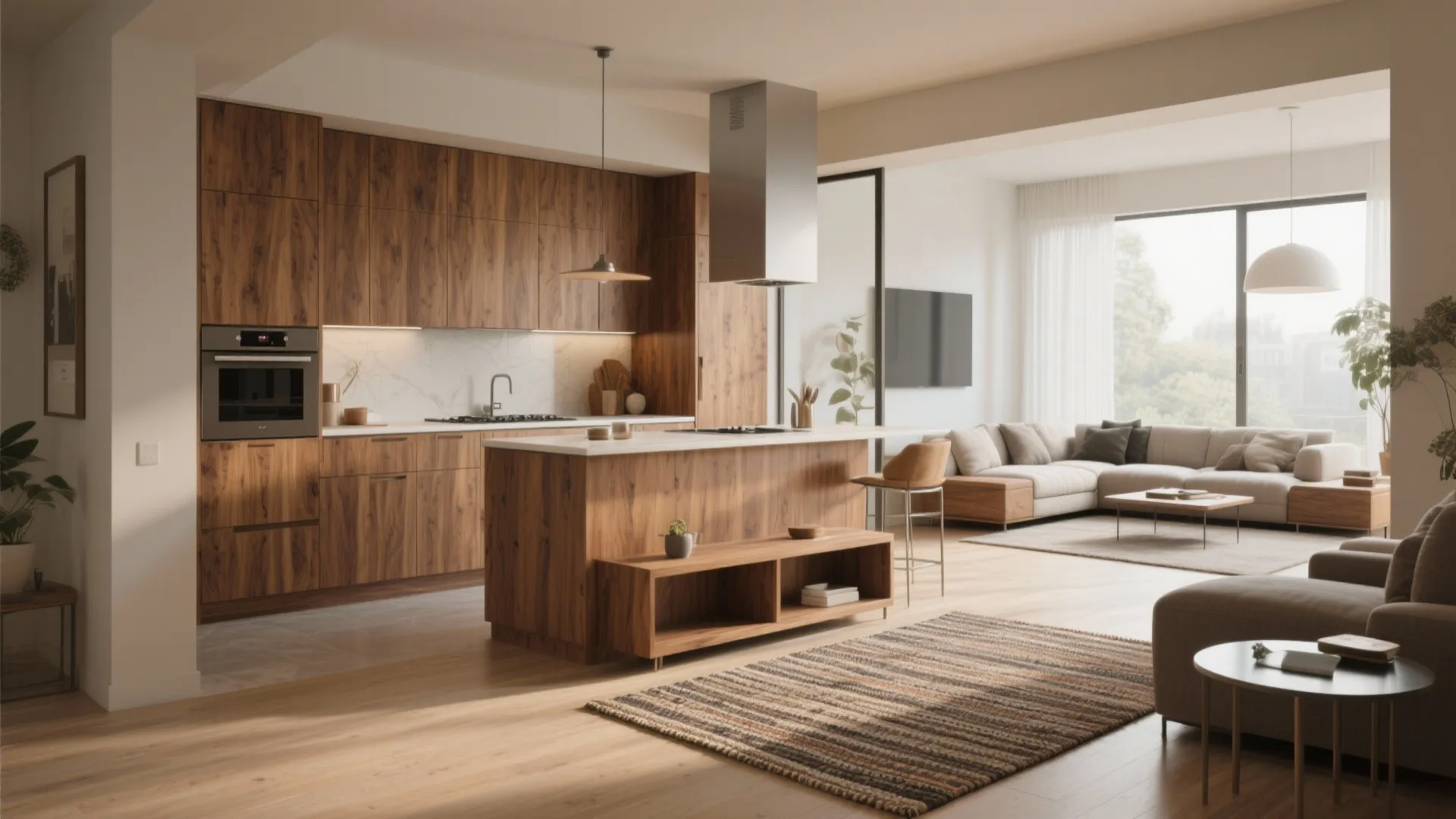 2. L-Shaped Layout with Visual Zones