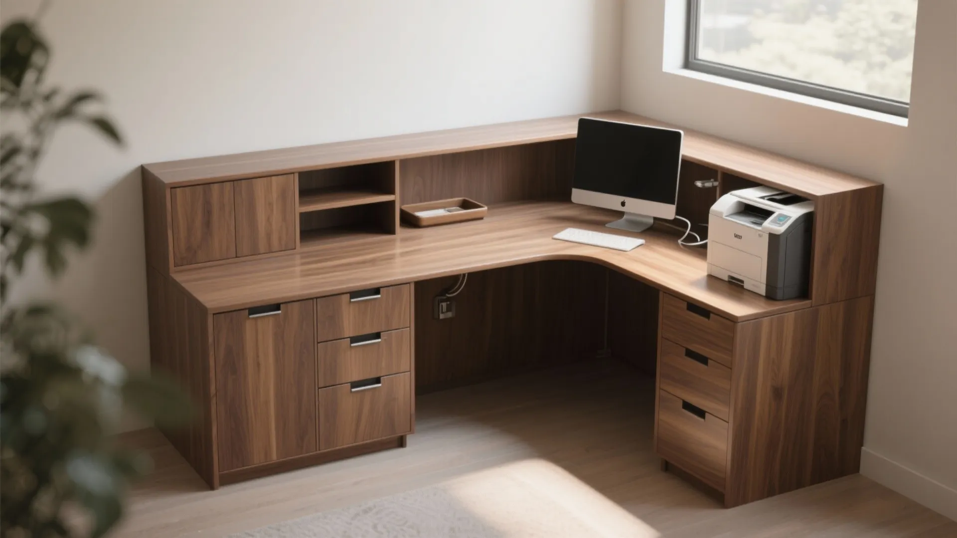 2. L-Shaped Built-In with Storage