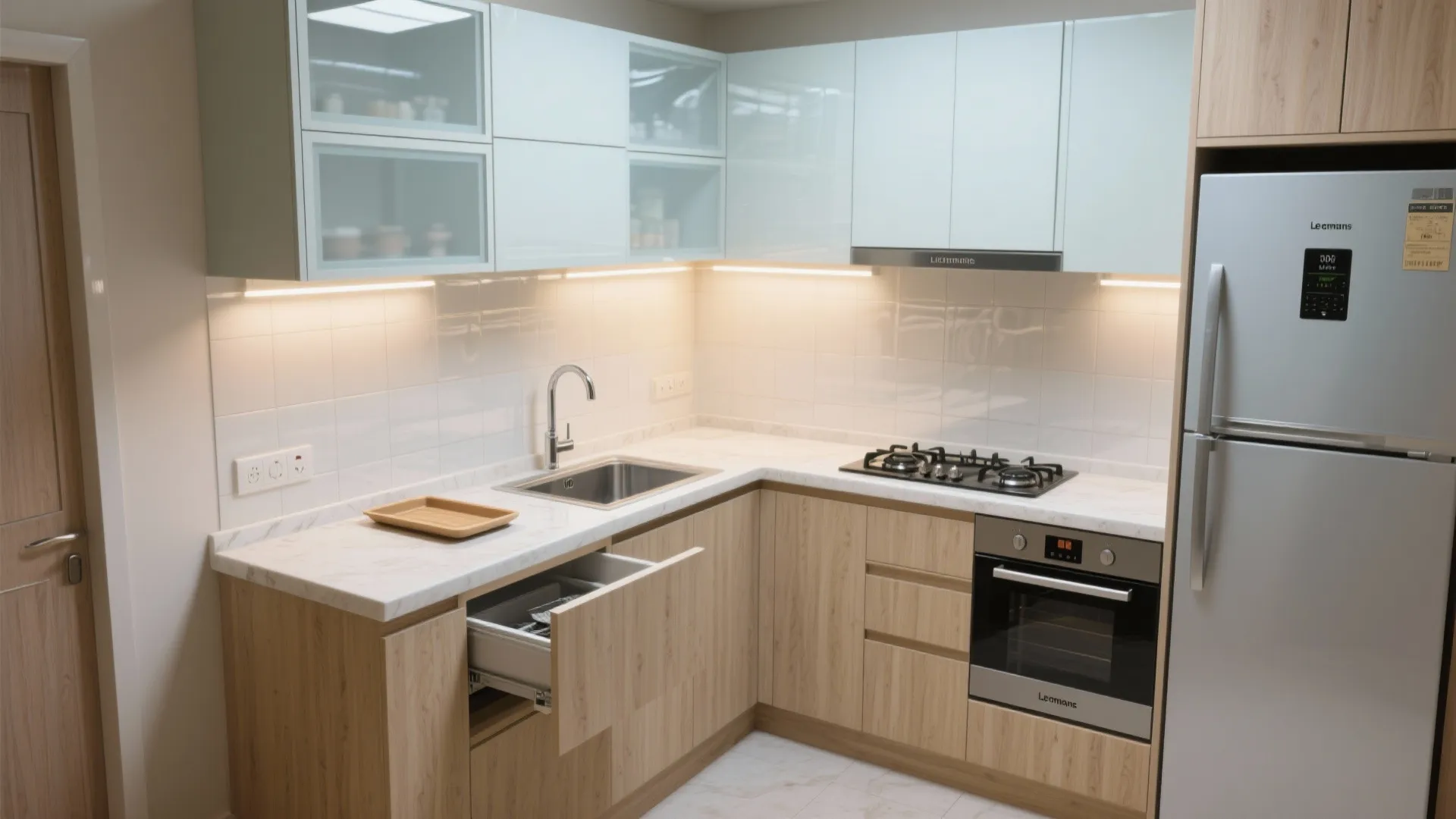 L-Shaped Kitchen with Smart Prep Triangle