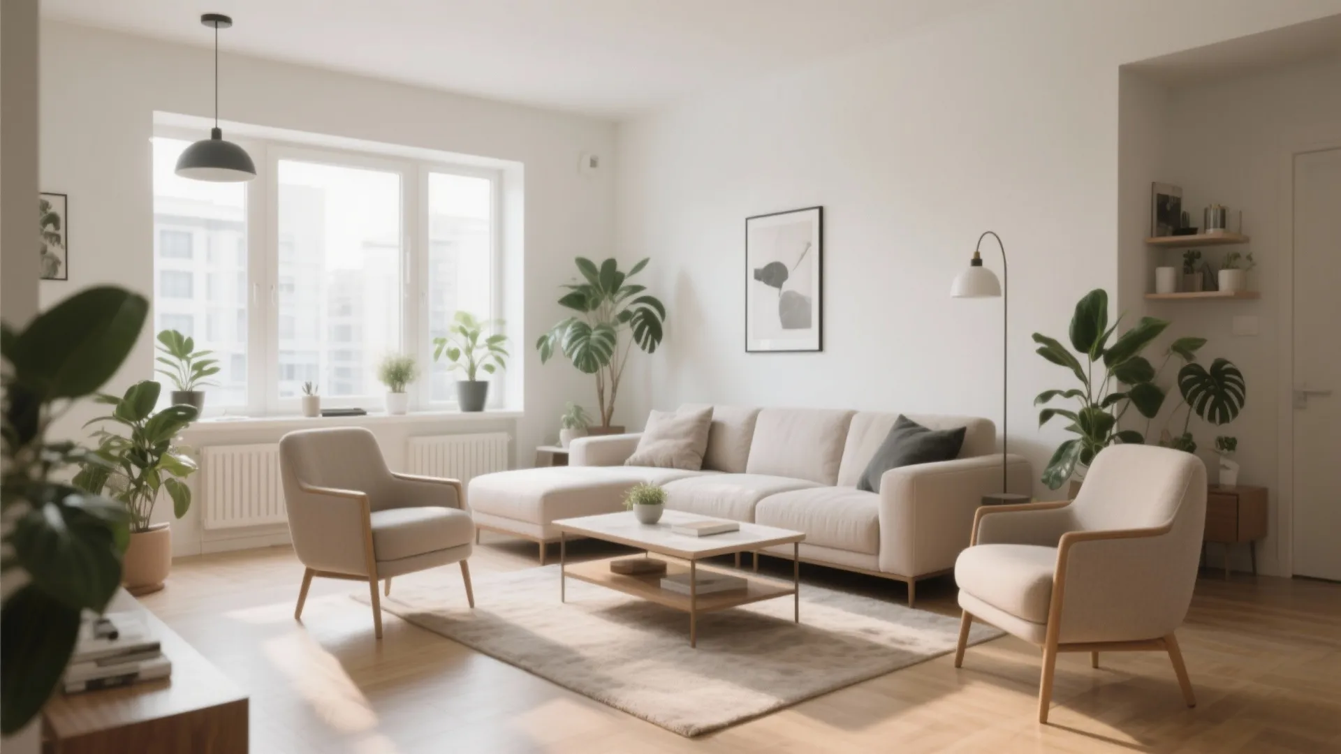 5. L-Shaped Arrangement with Accent Chairs