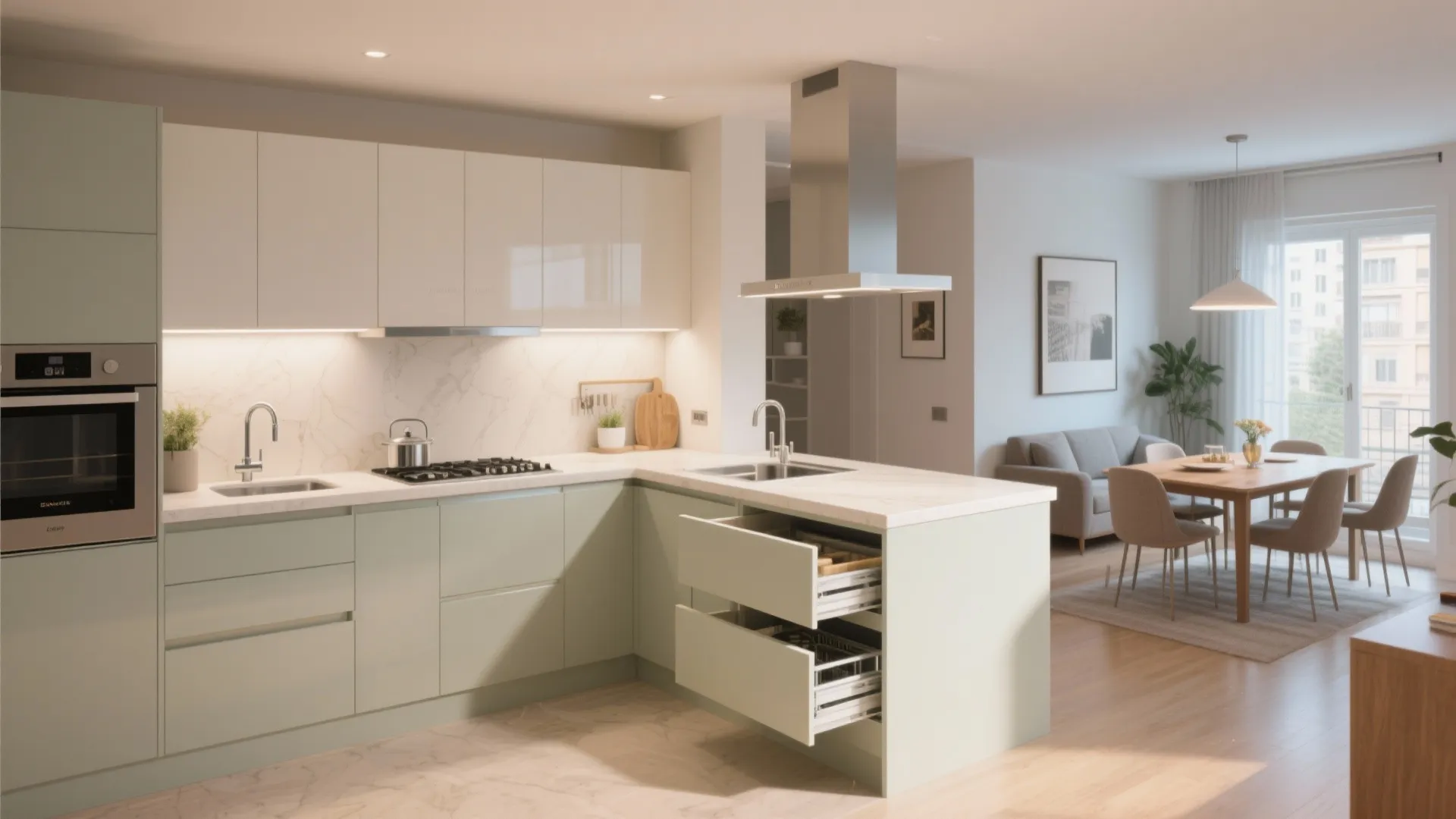 L-Shaped Kitchen to Maximize Counter Space