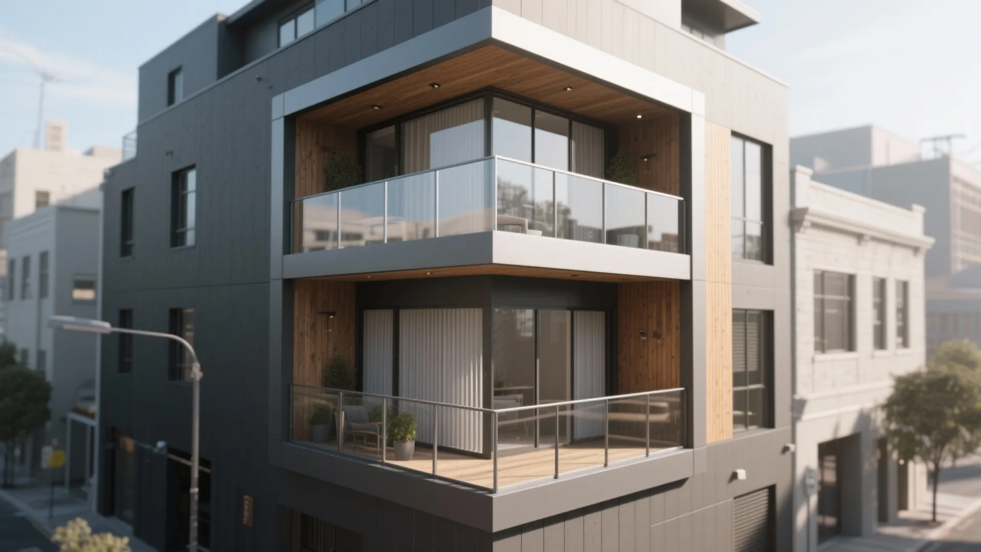 L-Shaped Corner Balcony for Two-Storey Homes