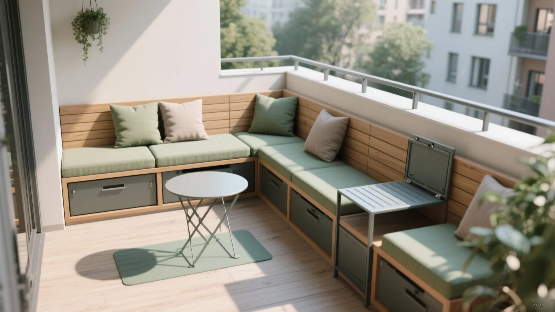 L-shaped seating to unlock floor space