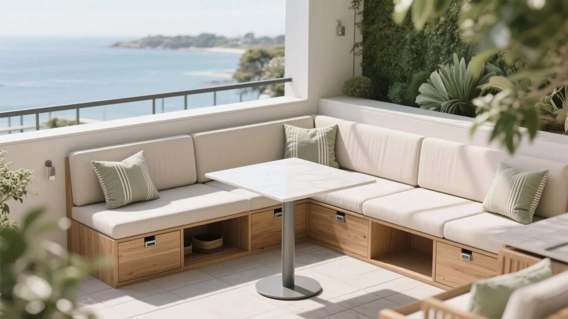 L-Shaped Built-Ins for Lounging, Dining, and Storage