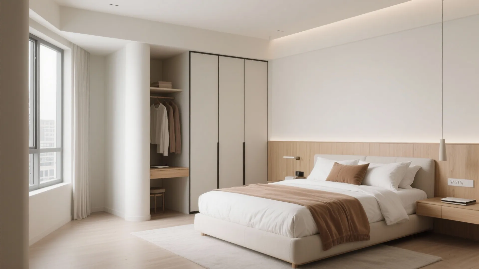 L-Shaped Primary Bedroom with a Wardrobe Niche