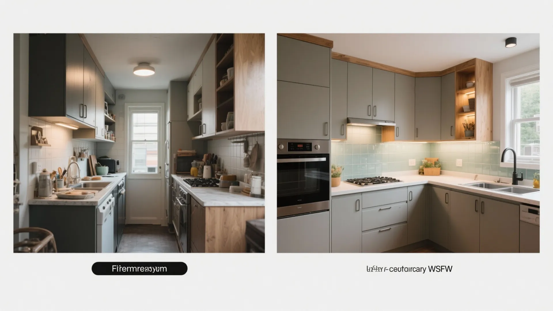 L-shaped small kitchen layout for clear task zoning