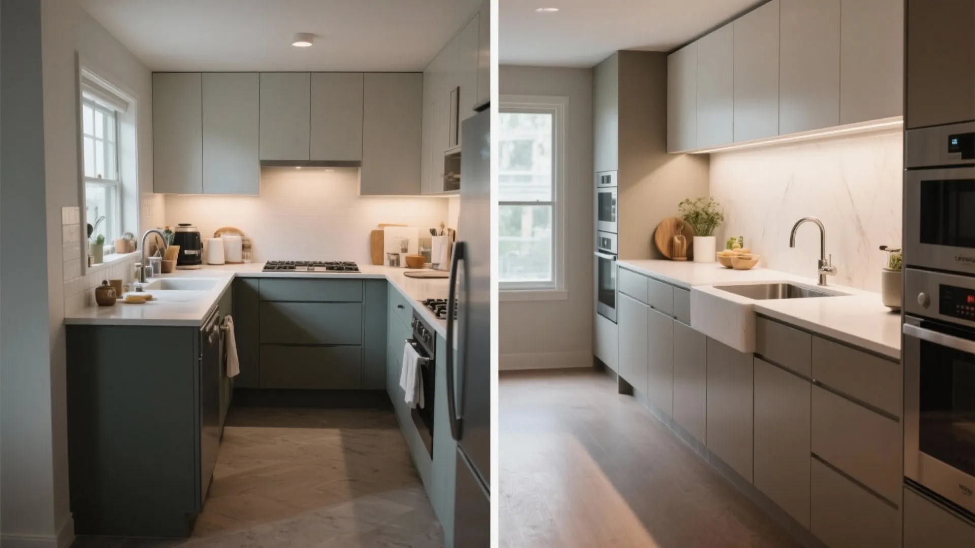 L-shaped layout to unlock counter space