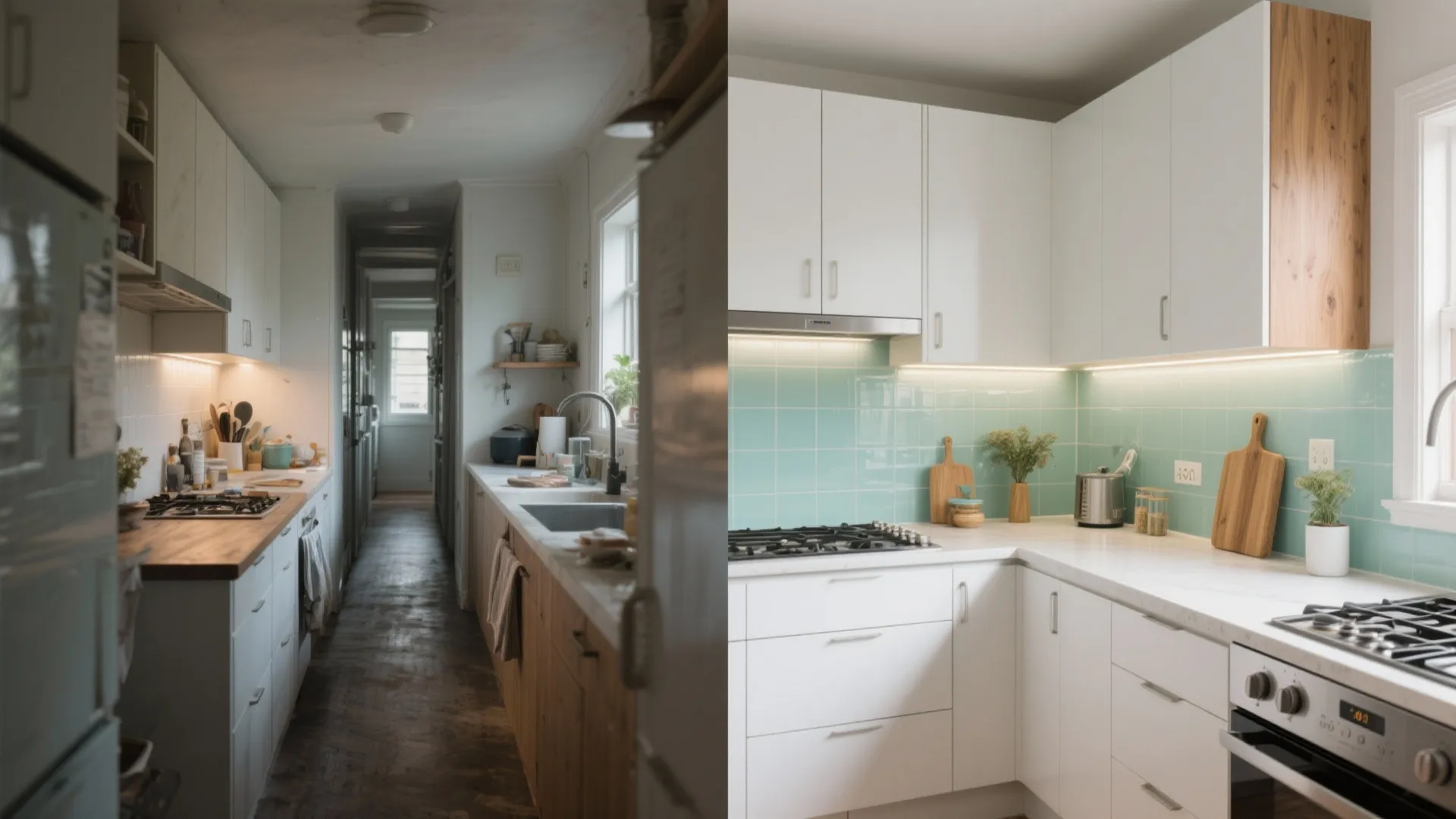 L-shaped kitchen layout that respects the work triangle