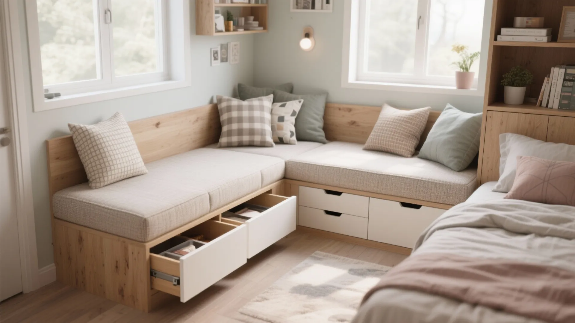 3. Corner-Chair Bench (L-shaped Small Corner Seat)