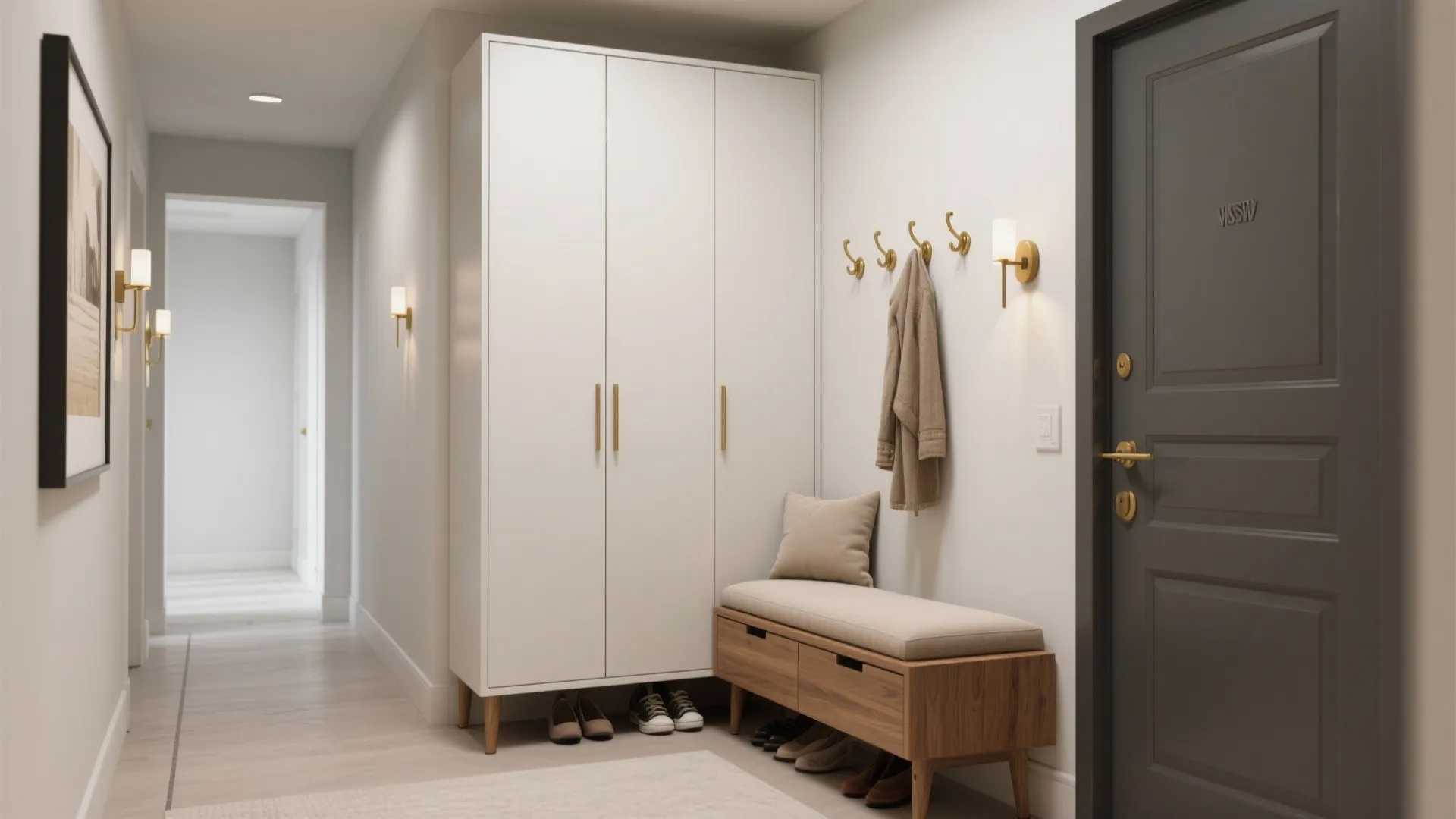 L-Shaped Entry Bench + Cupboard Combo