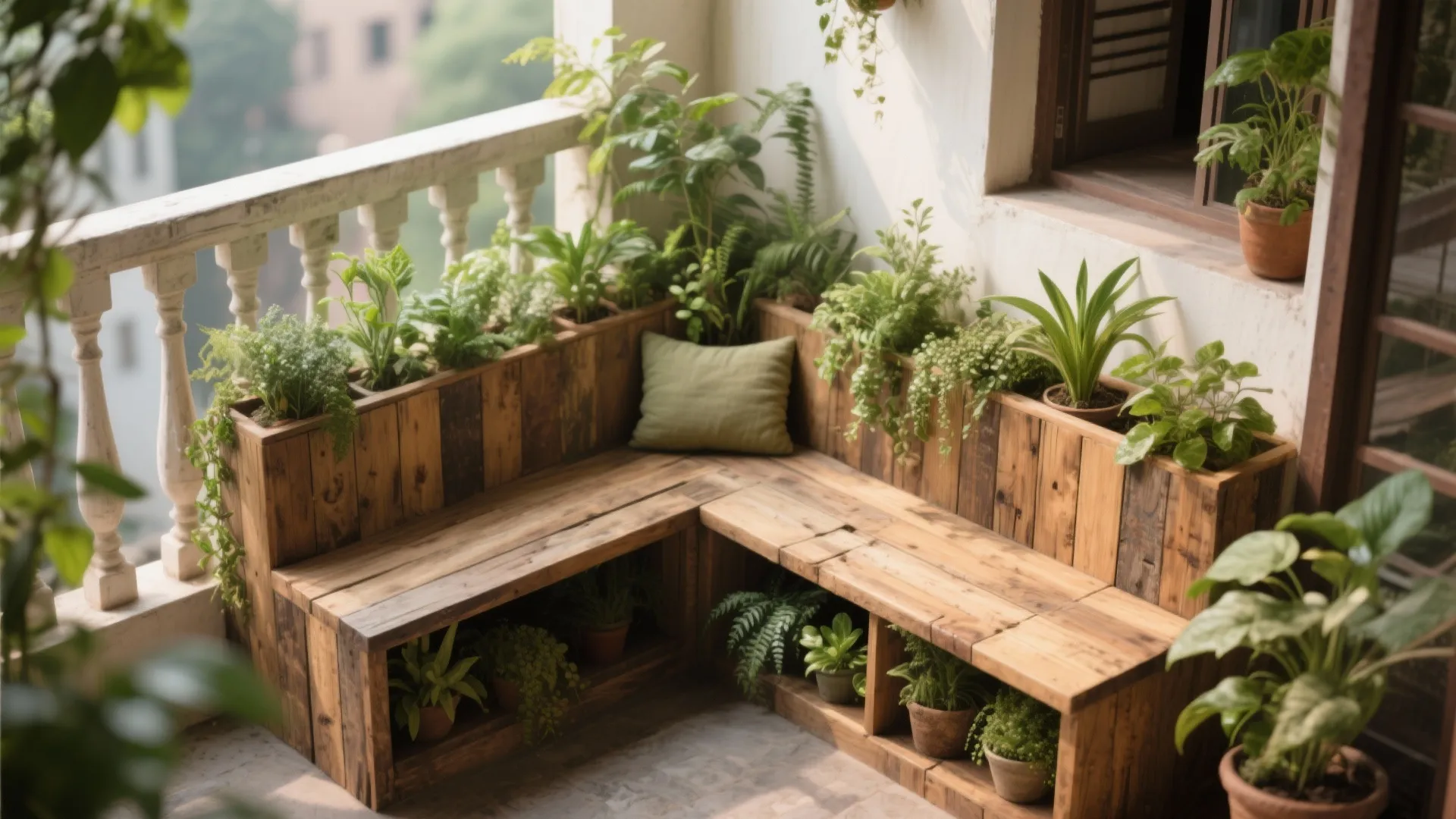 L-Shaped Bench Garden