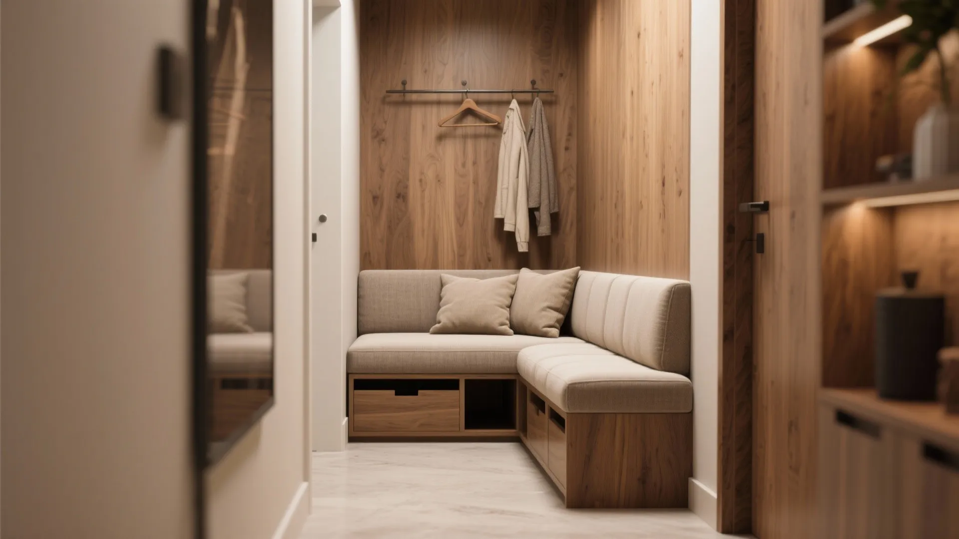 L-Shaped Bench with Storage