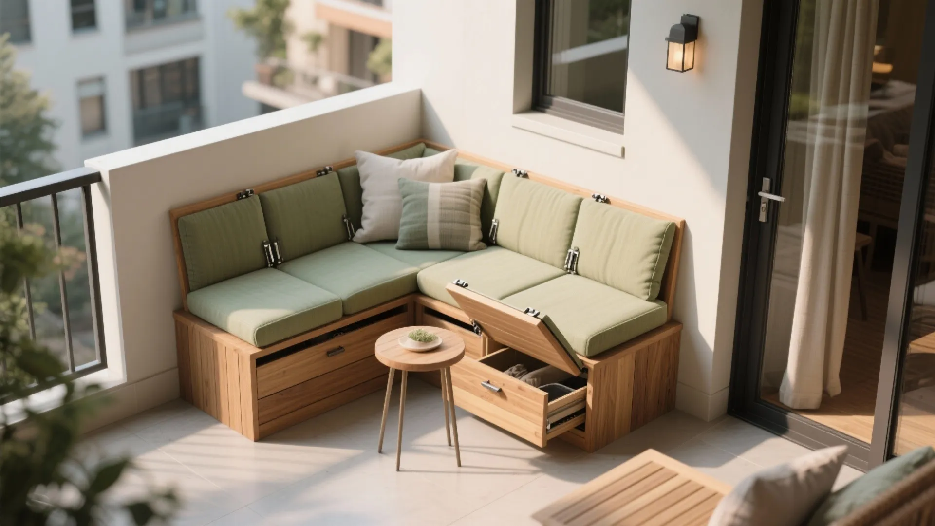 3) L-Shaped Compact Seating With Hidden Storage