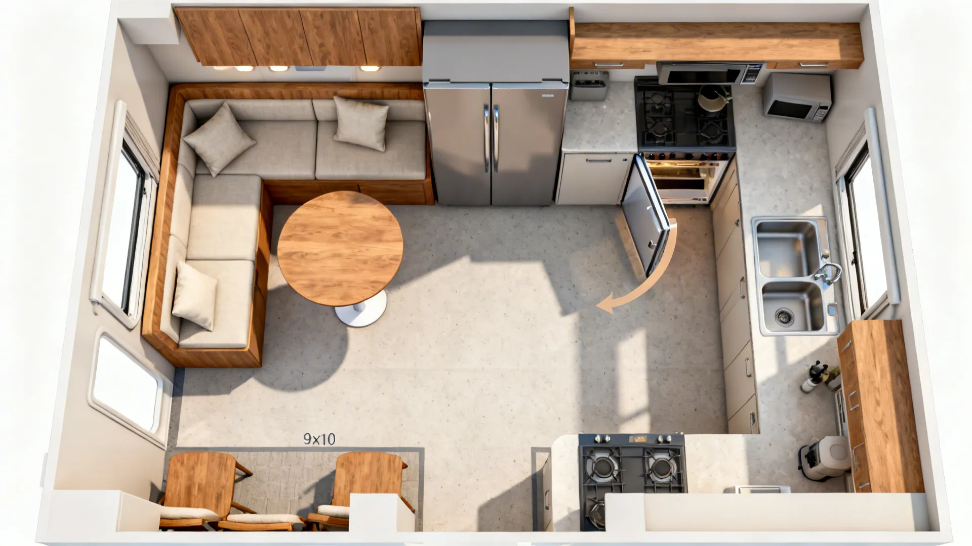 Compact L-Shaped Dining Booth for Flow