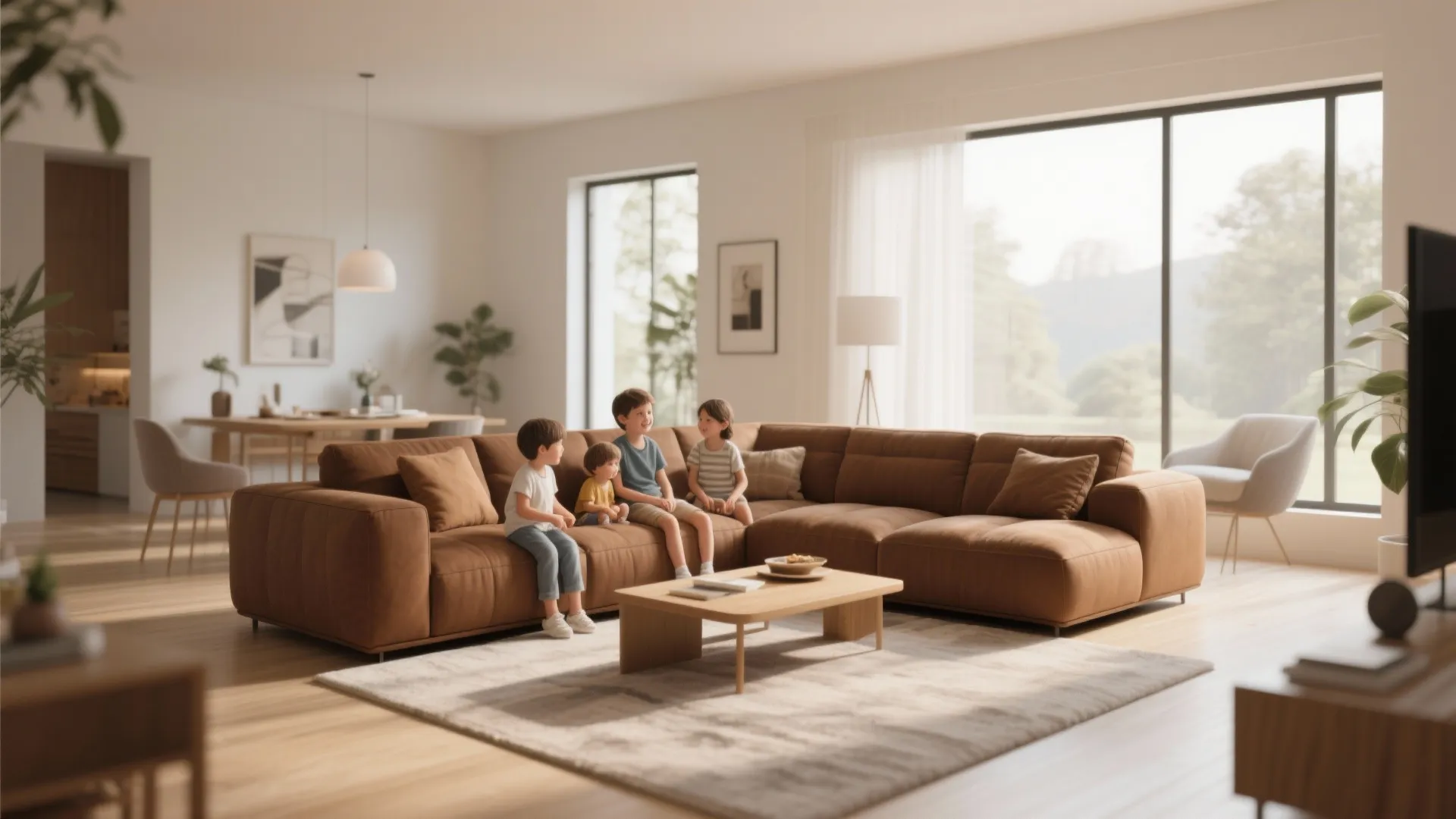 6. L-Shaped Brown Sectional
