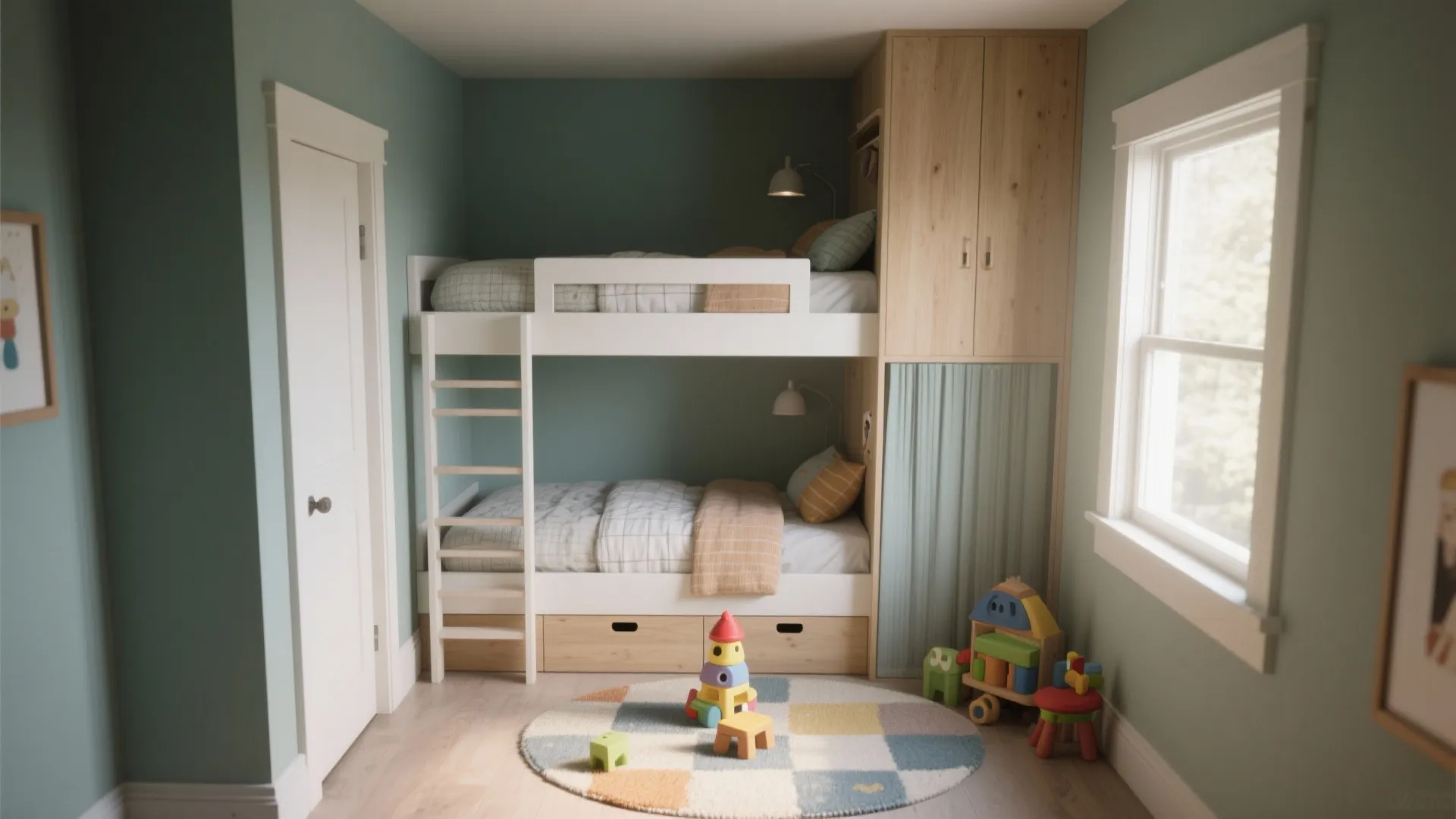 2. Twin-over-double or L-shaped bunks for tricky corners