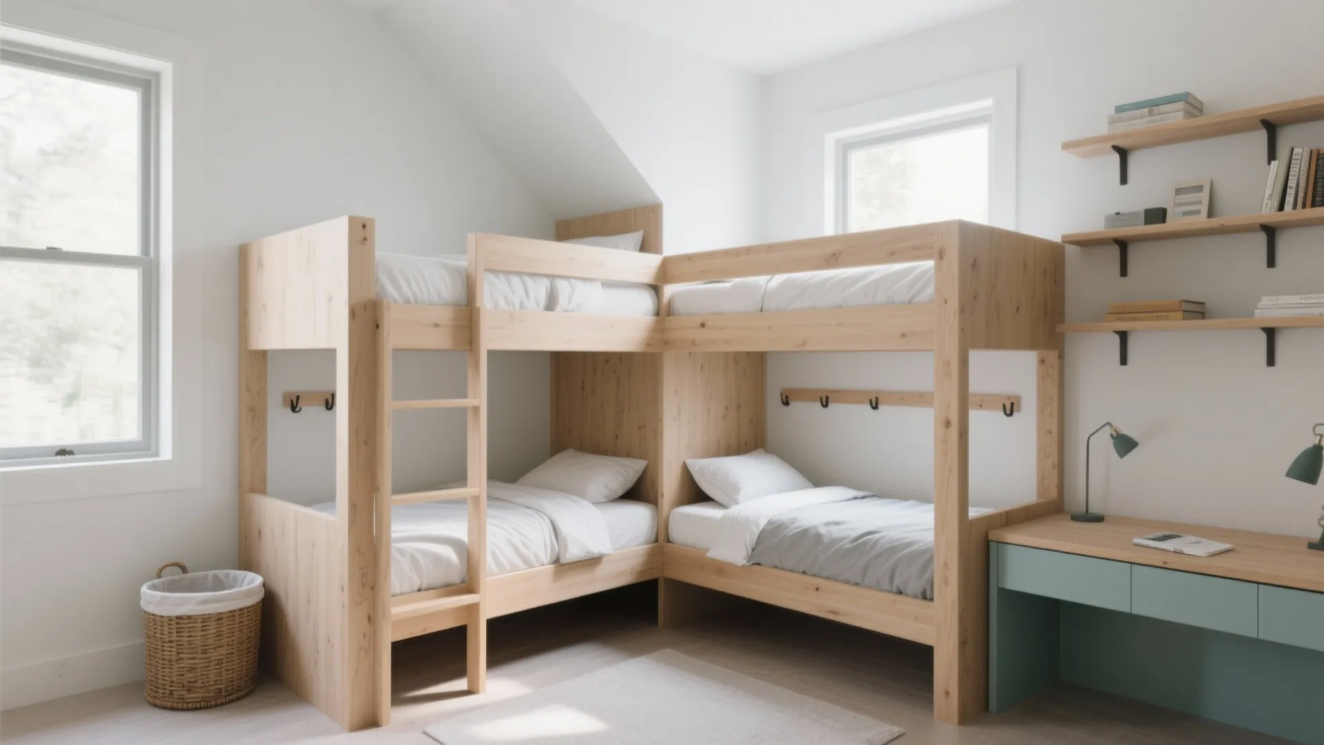 L-Shaped or Corner Bunks for Shared Rooms