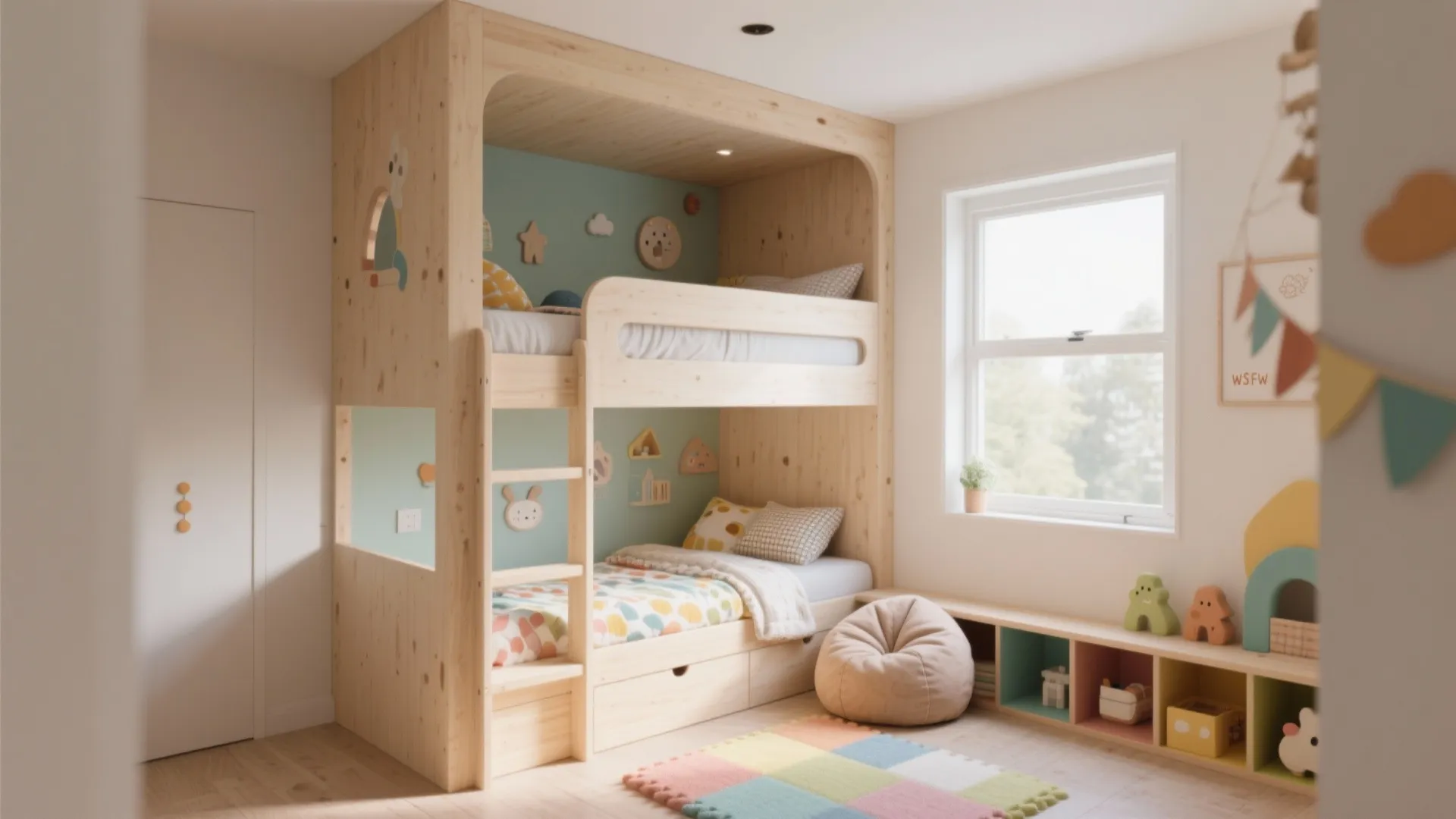 2. L-shaped Bunks to Free Up Floor Space