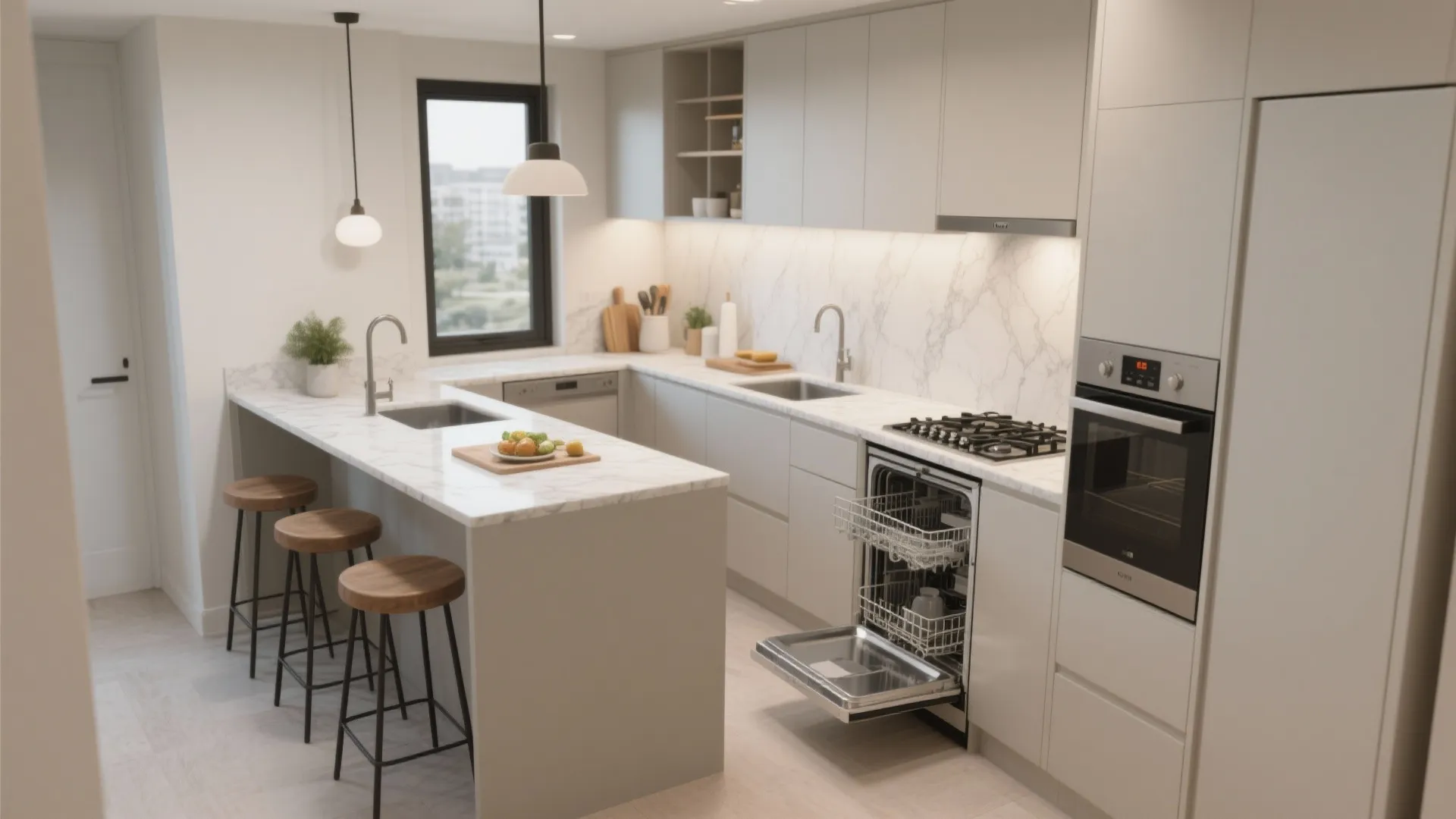 L-shaped layout that unlocks prep flow