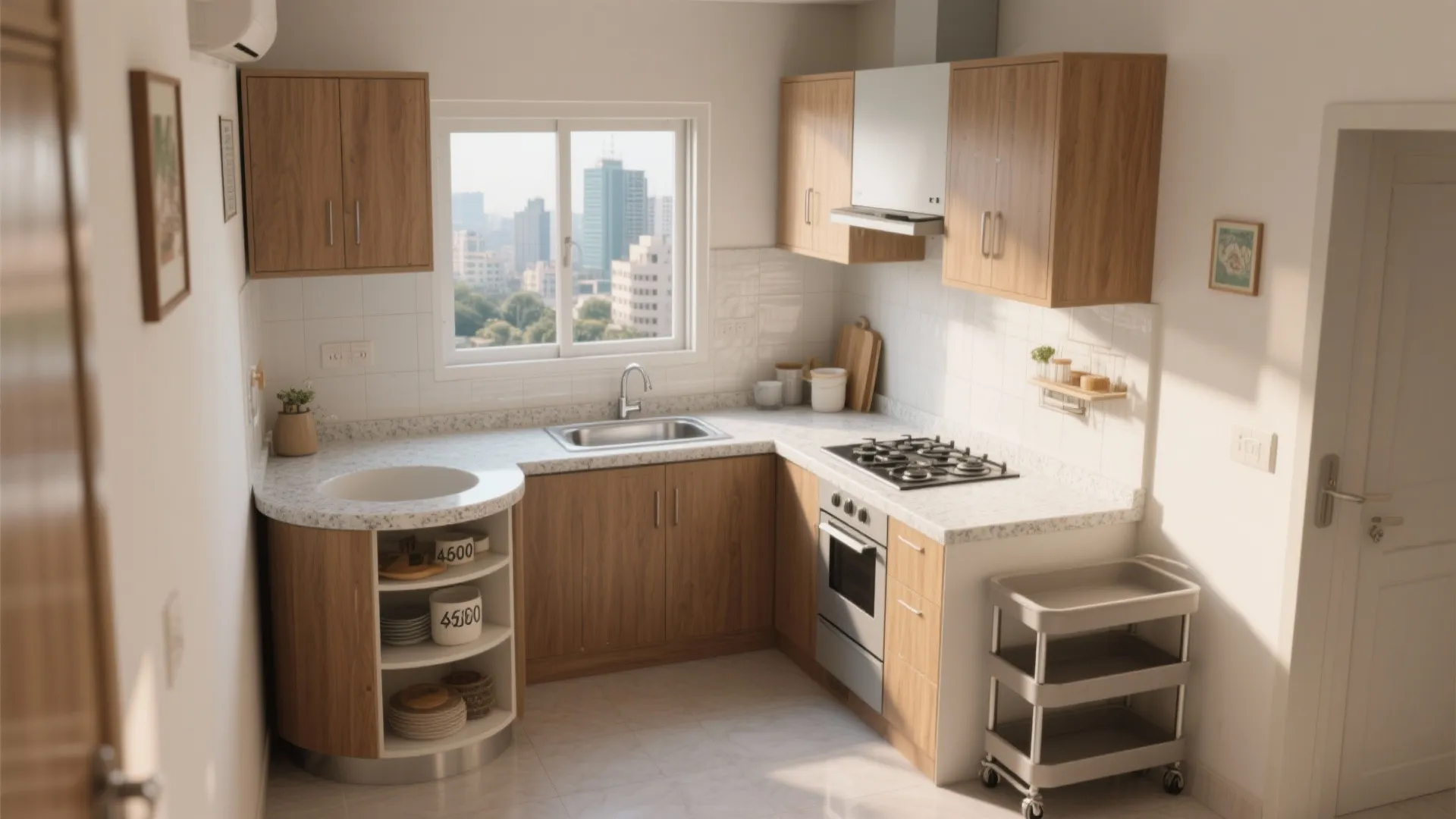 L-Shaped Layout to Free Up Counter Space