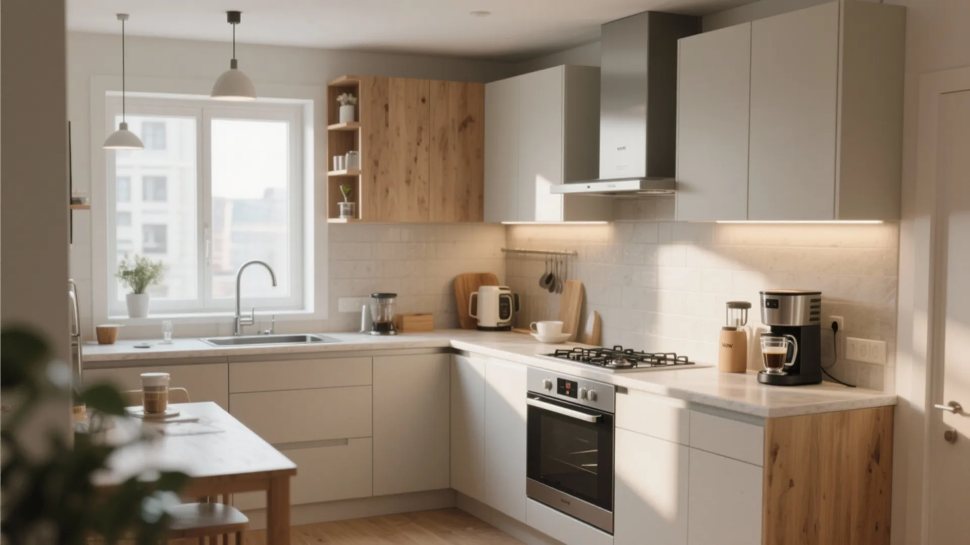 L-shaped Layout in a Compact Kitchen