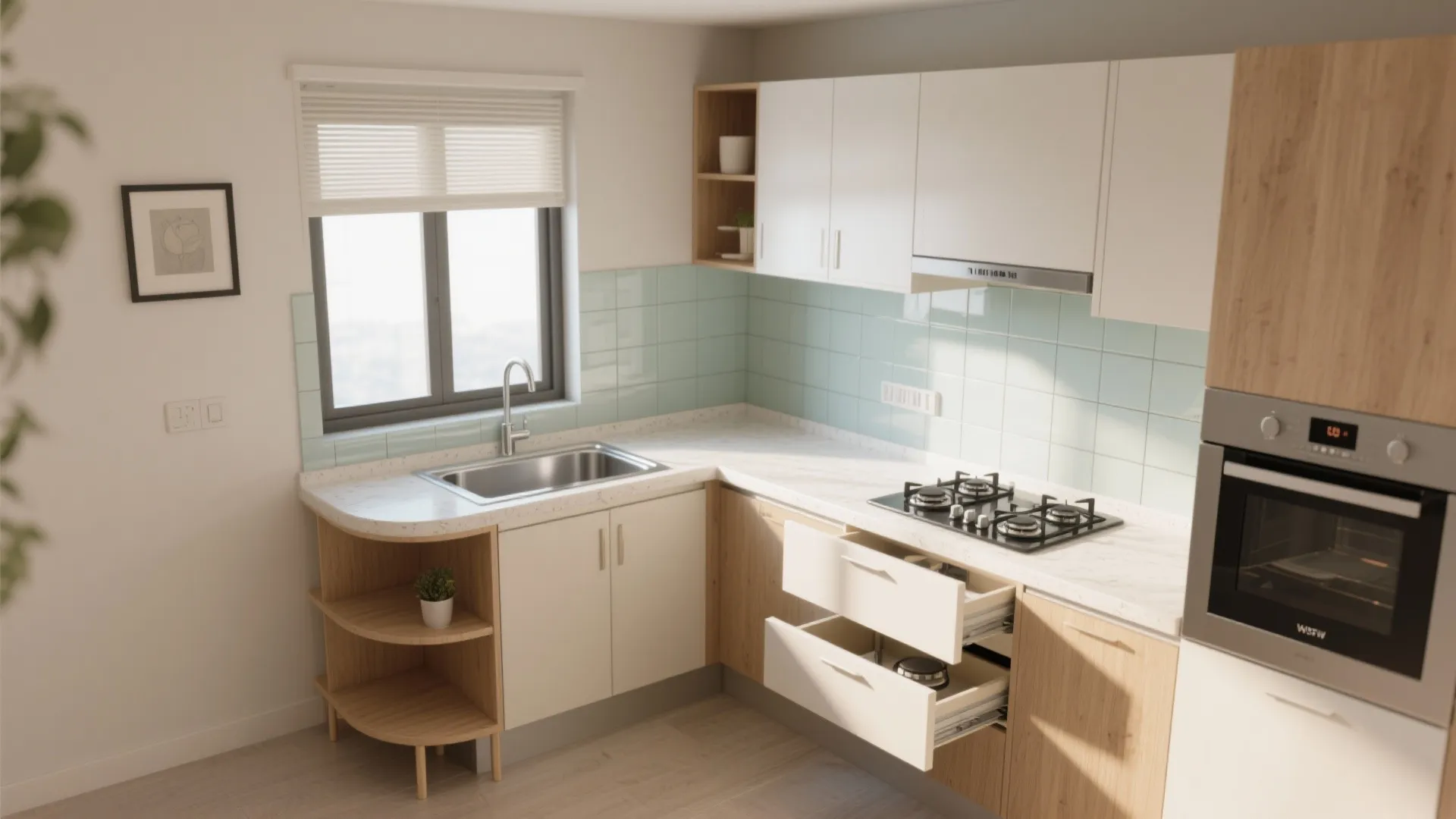 L-Shaped Layouts to Maximize Counter Space