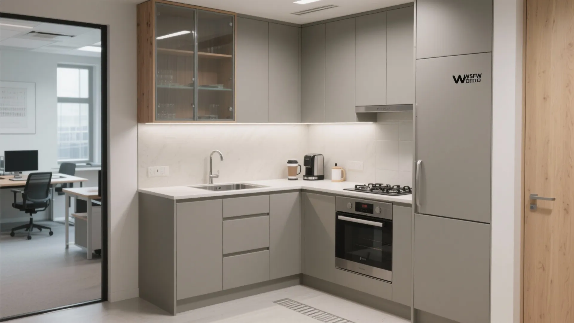 L-shaped layout to free more counter space